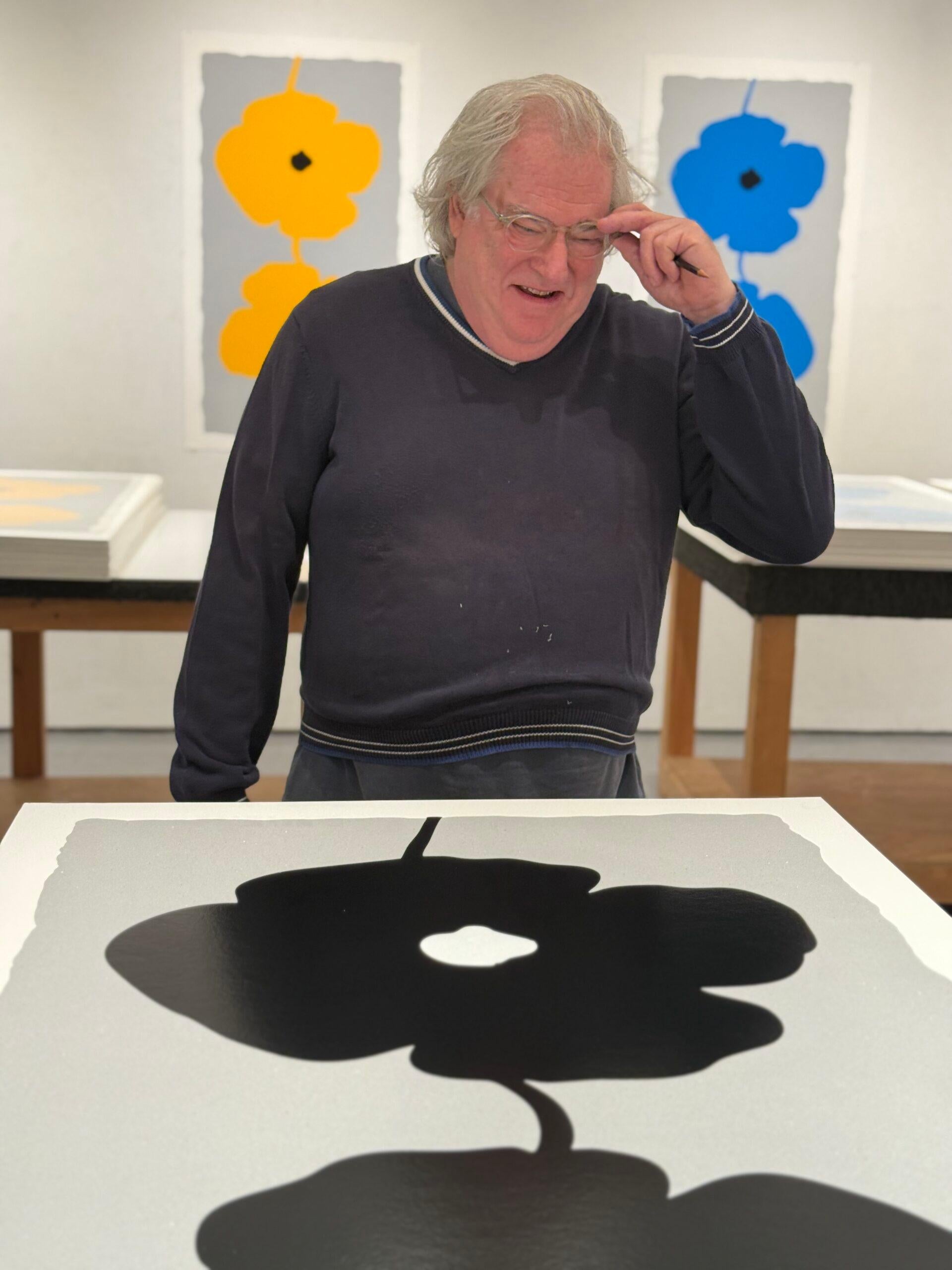 Double Poppies Black
2025
 Color silkscreen with enamel inks, flocking and sand on Rising 4-ply museum board
 Sheet size: 52.5 x 30 inches (133 x 76 cm) 
Image size: 48.5 x 26 inches (123 x 66 cm)
Signed and annotated edition 25

Also available as a