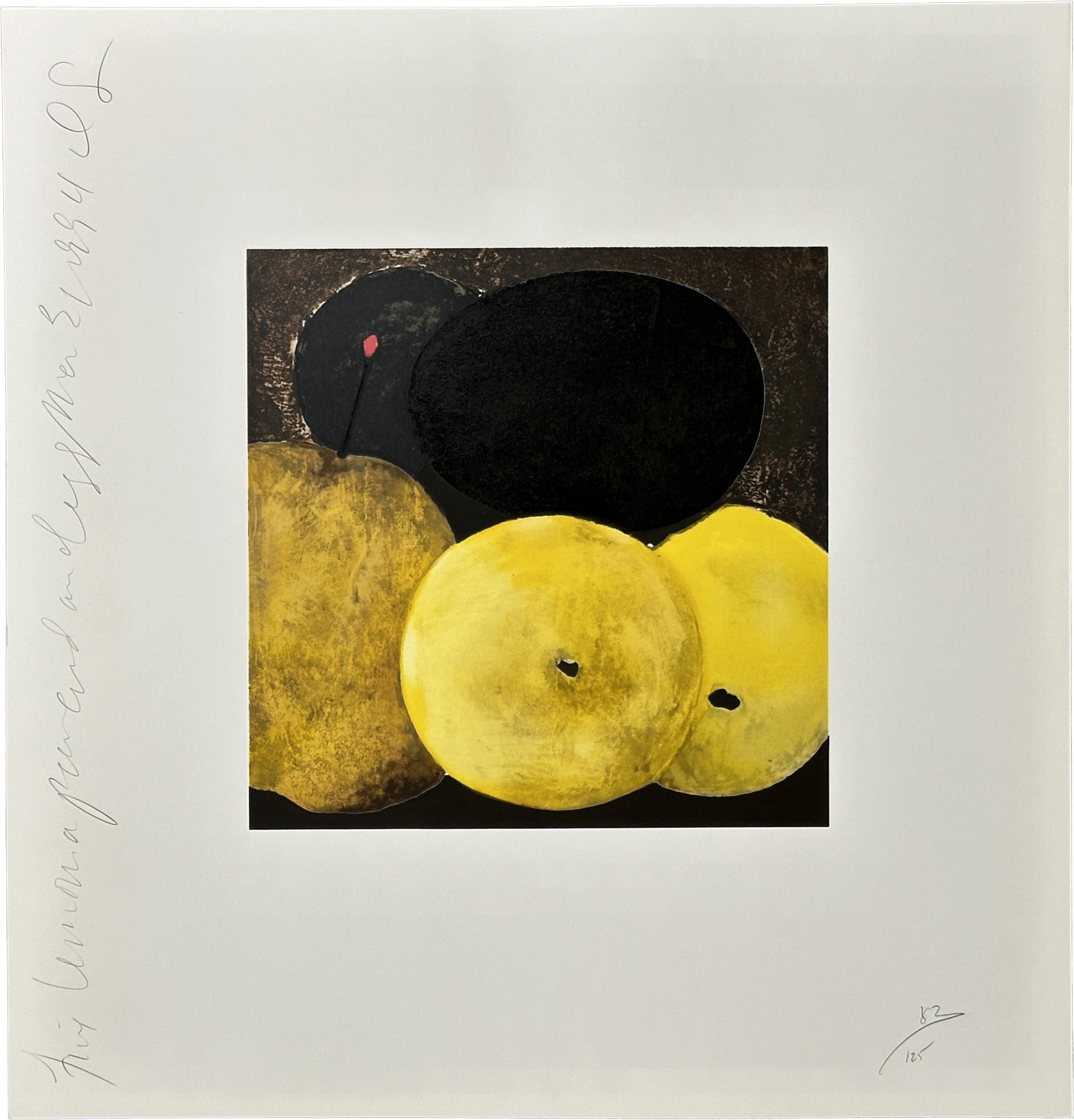 Still-Life Print Donald Sultan - Five Lemons A Pear and Egg 1994 signé sérigraphie en édition limitée 
