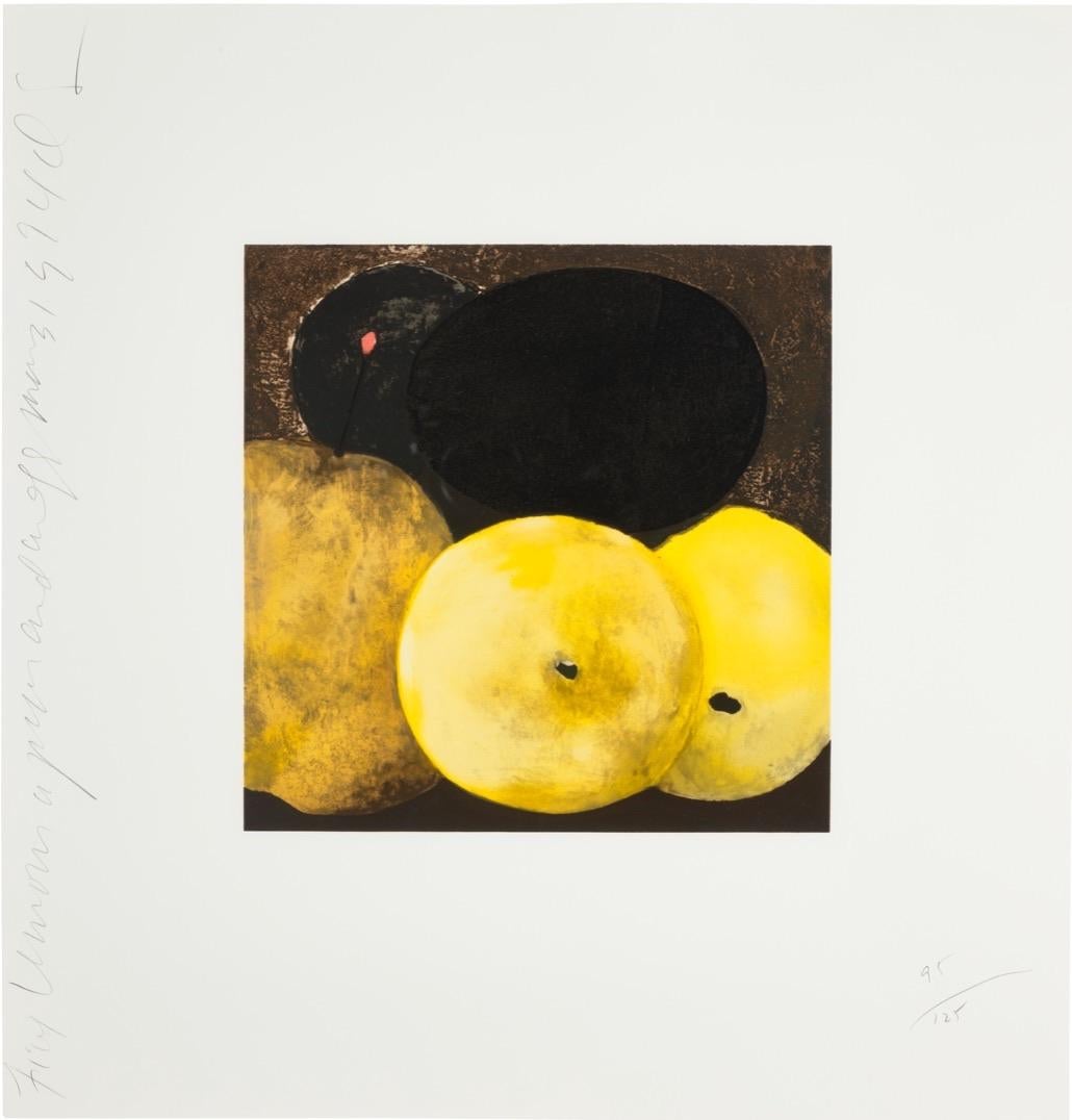 Five Pears, a Lemon and an Egg from Fruit and Flowers III, 95/125 - Contemporary Print by Donald Sultan