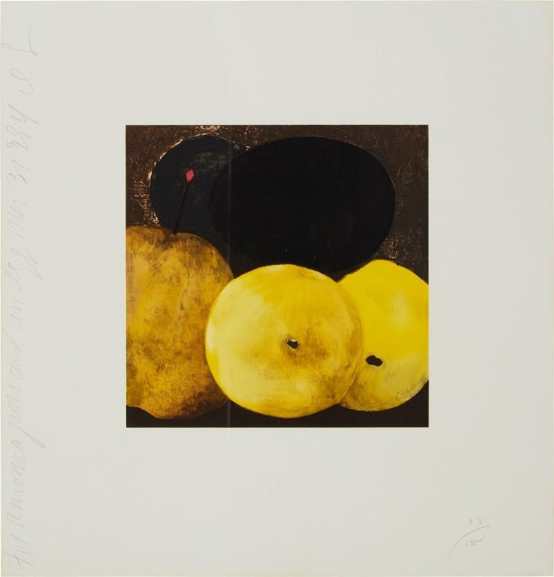 Five Pears, a Lemon and an Egg from Fruit and Flowers III - Print by Donald Sultan