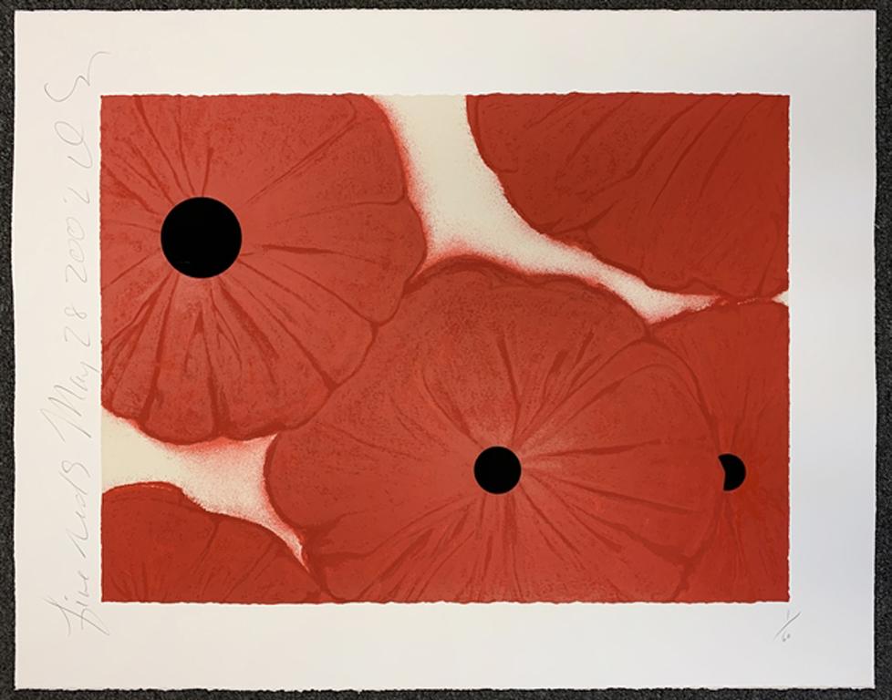 Five Reds, Screenprint in Colors with Flocking on Somerset Paper - Print by Donald Sultan