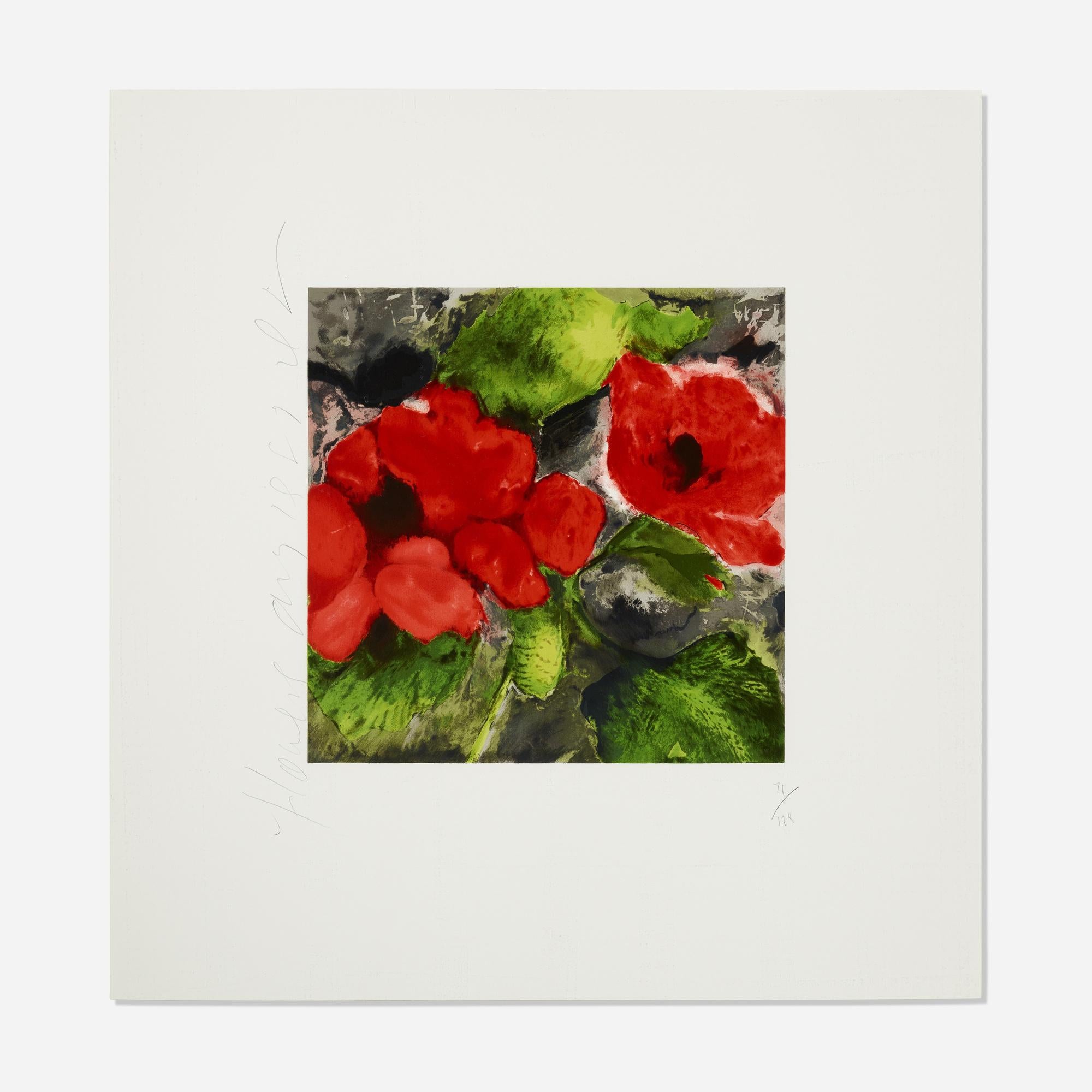 Donald Sultan Figurative Print - Flowers (Red Poppies)