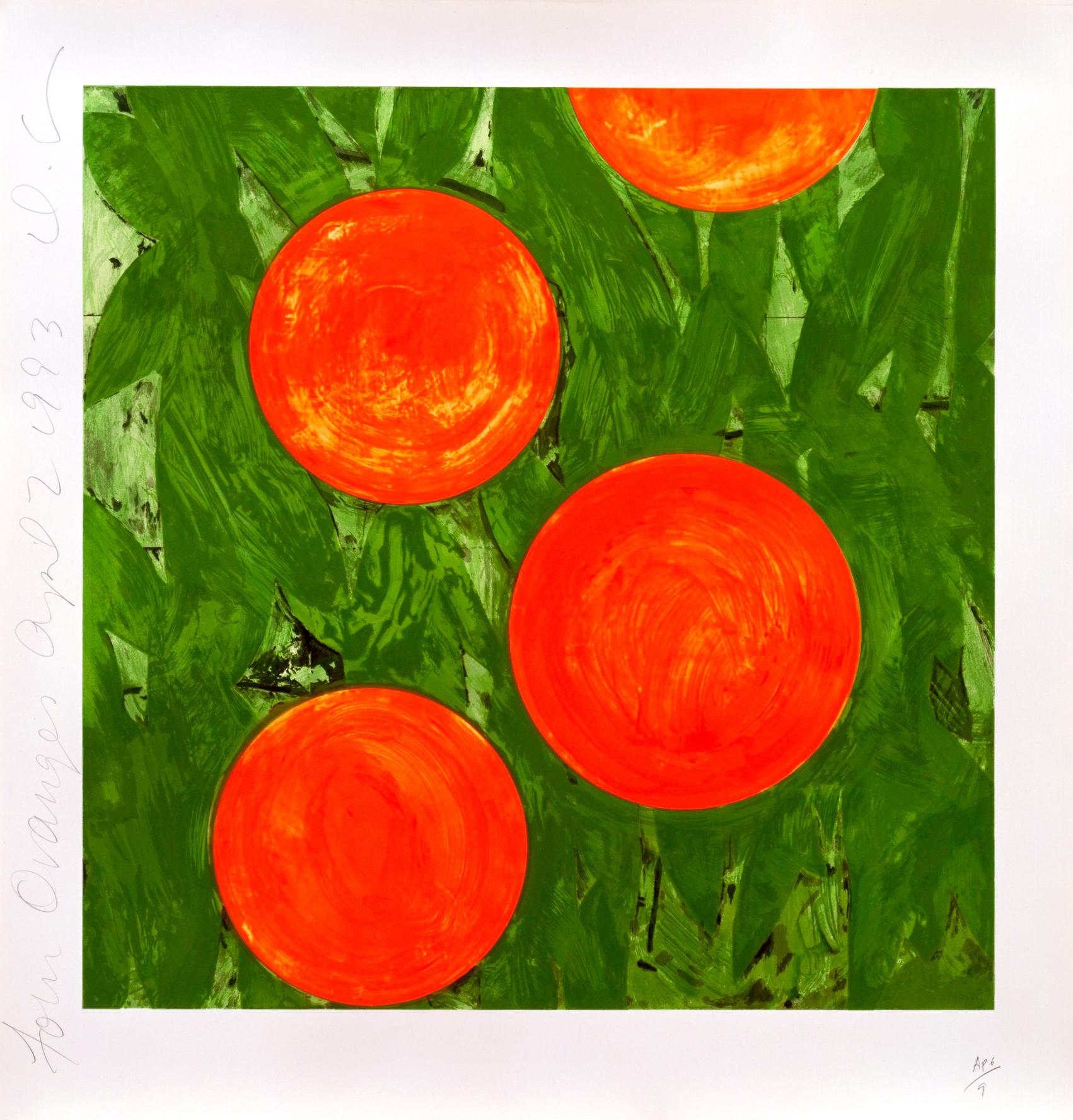 Donald Sultan Abstract Print - Four Oranges