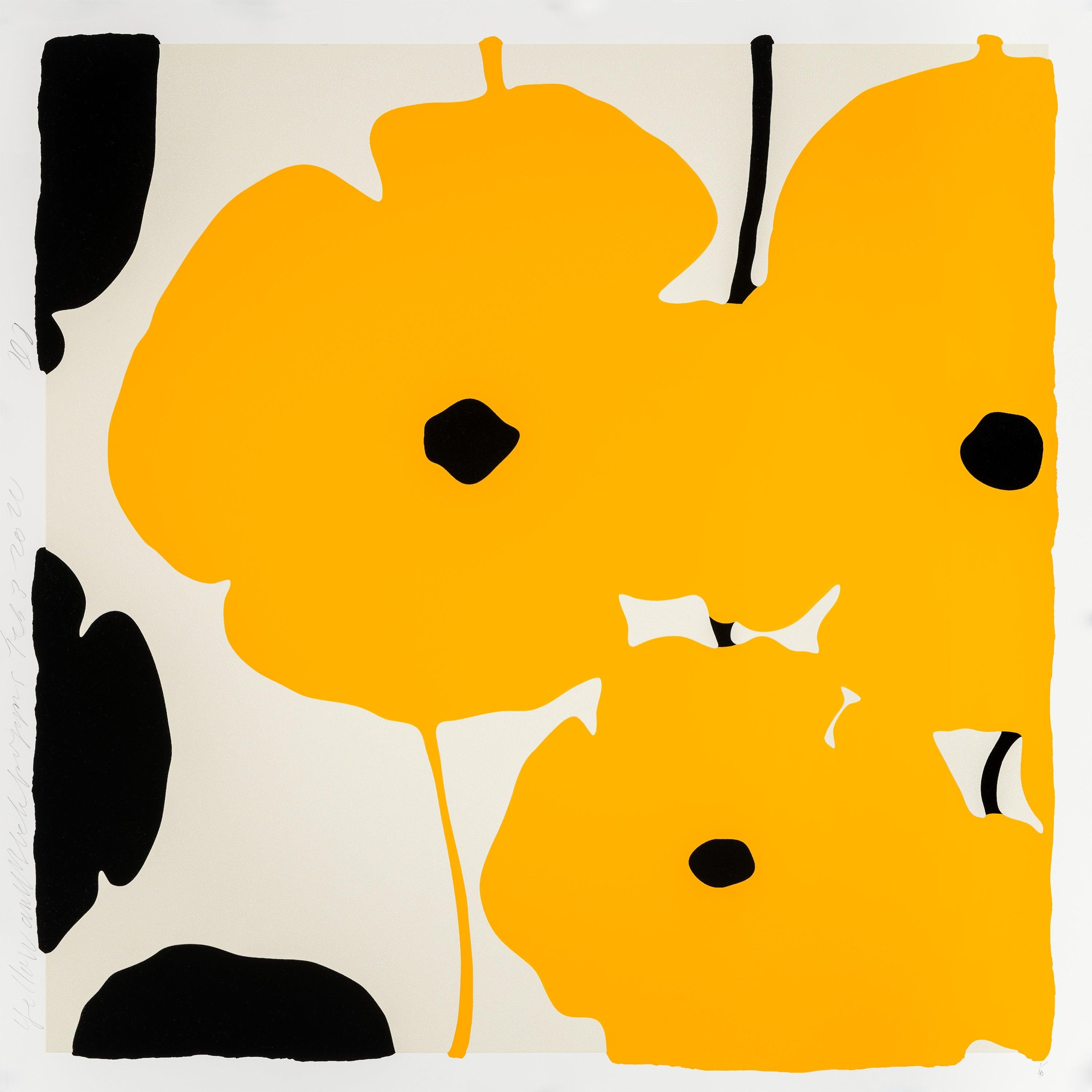 Donald Sultan Still-Life Print - Four Poppies II, Yellow