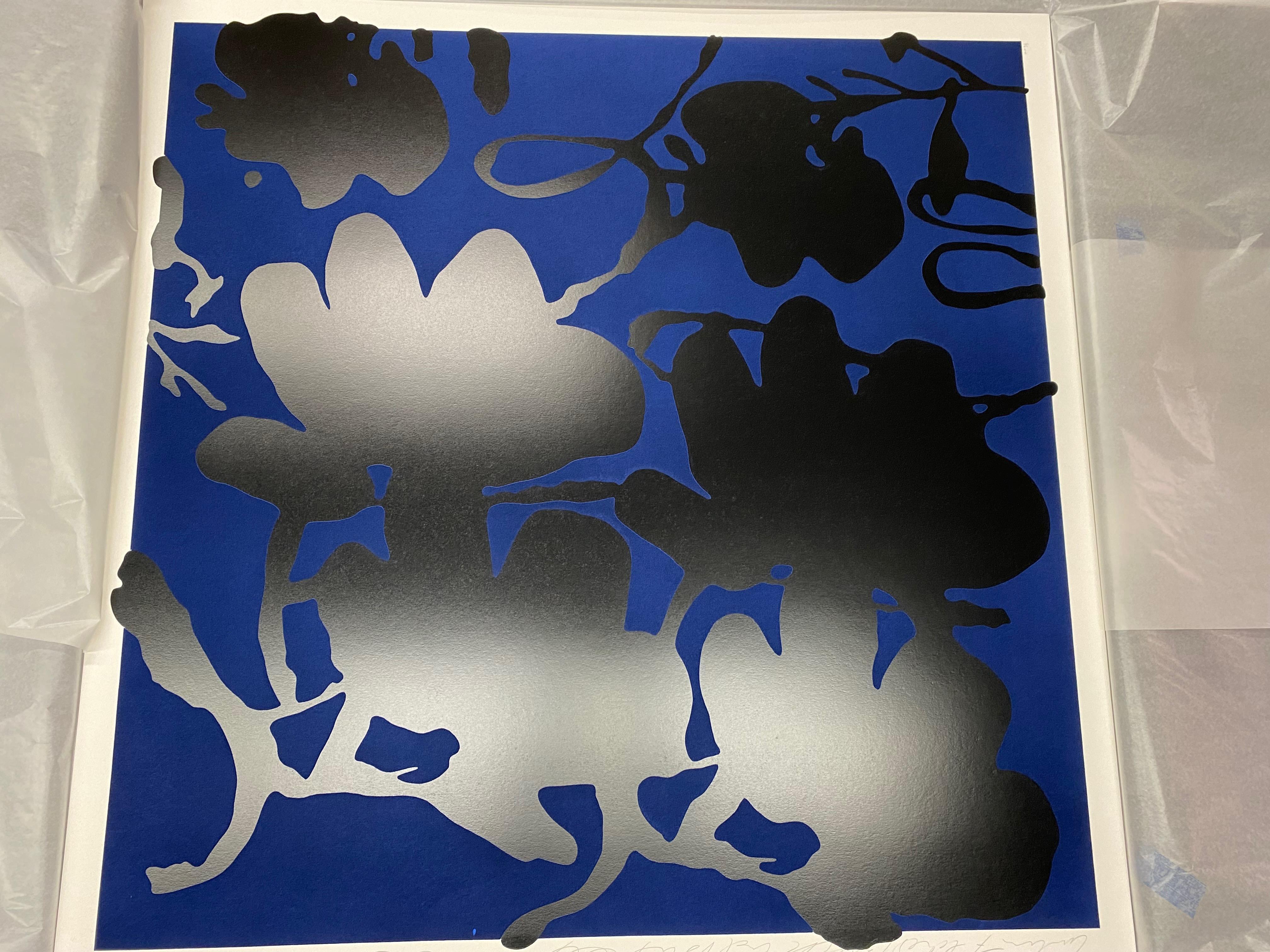 Lantern Flowers, Black and Blue from Big Lantern Flowers, 2017 - Contemporary Print by Donald Sultan