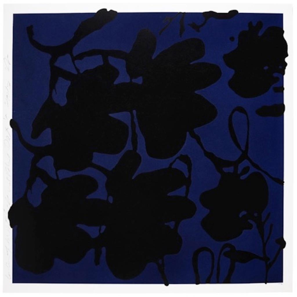 Lantern Flowers, Black and Blue from Big Lantern Flowers, 2017 - Print by Donald Sultan