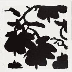 Lantern Flowers(Black and White) Color silkscreen with over-printed flocking on 