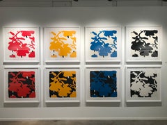 Lantern Flowers (Blue and White)Color silkscreen with over-printed flocking on R