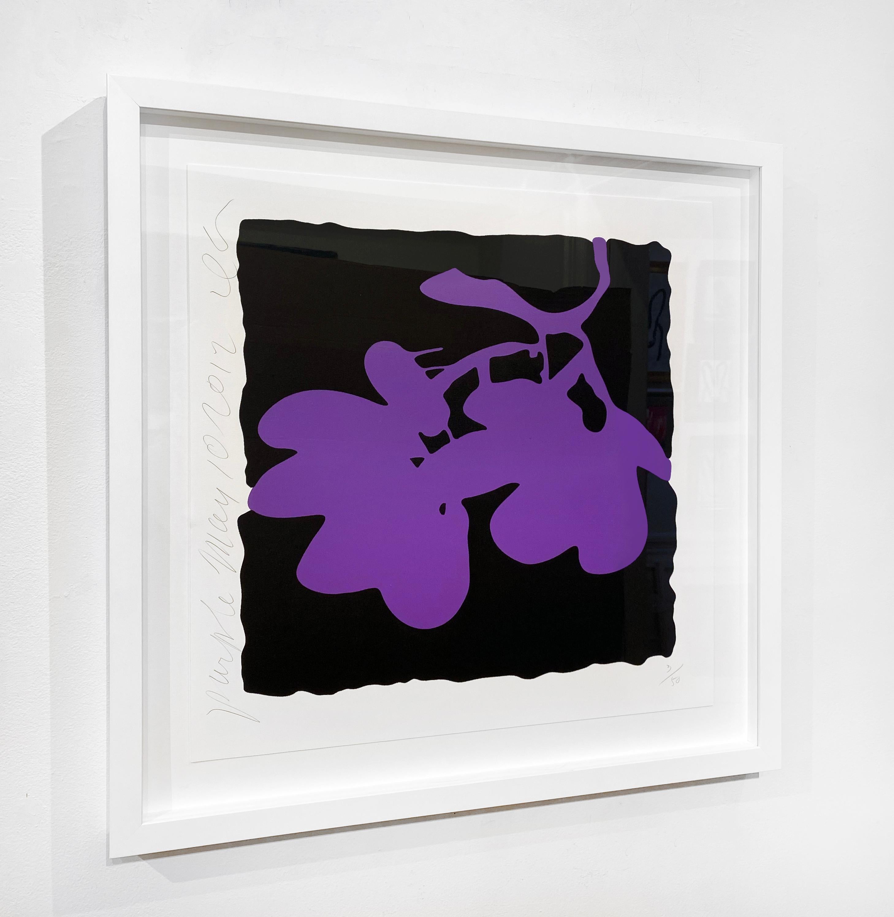 Artist:  Sultan, Donald
Title:  Lantern Flowers, May 10, 2012 - Purple
Series:  Lantern Flowers, May 10, 2012
Date:  2012
Medium:  Color silkscreen with over-printed flocking on Rising, 4 ply museum board
Unframed Dimensions:  24