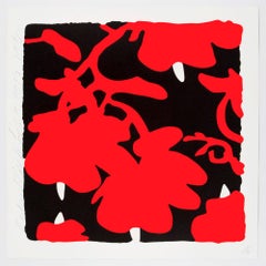 Lantern Flowers (Red and Black)Color silkscreen with flocking 2-ply museum board