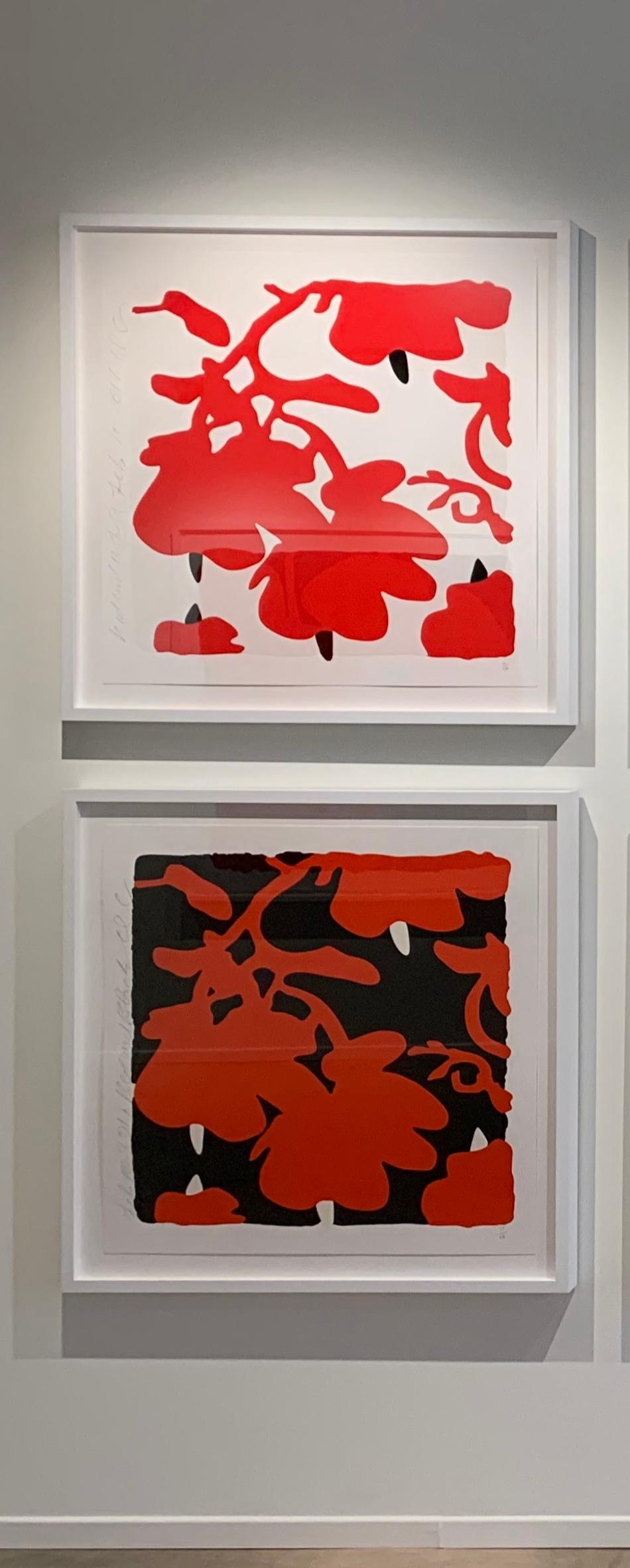 Donald Sultan (Born 1951)
Lantern Flowers (Red and Black), 2017
Color silkscreen with over-printed flocking on Rising, 2-ply museum board
32 x 32 in.
Edition 34 of 50
Signed by artist
Framed in white gallery frame and glass

