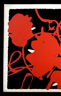 Lantern Flowers Red, Feb 17, 2012, Huge Hand Signed Screen Print, 42x78" Framed