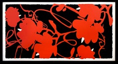 Lantern Flowers Red, Feb 17, 2012, Huge Hand Signed Screen Print, 42x78" Framed