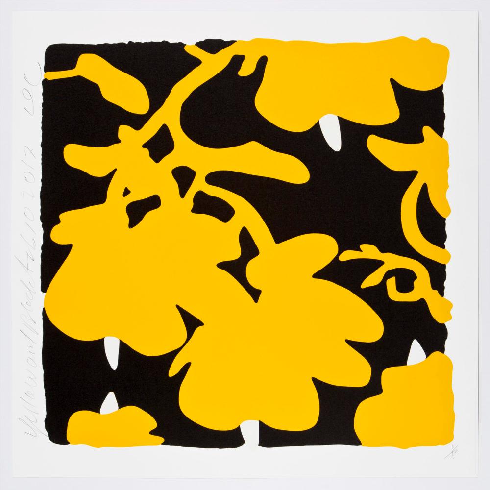 Lantern Flowers (Yellow and Black)with over-printed flocking on Rising, 2-ply mu