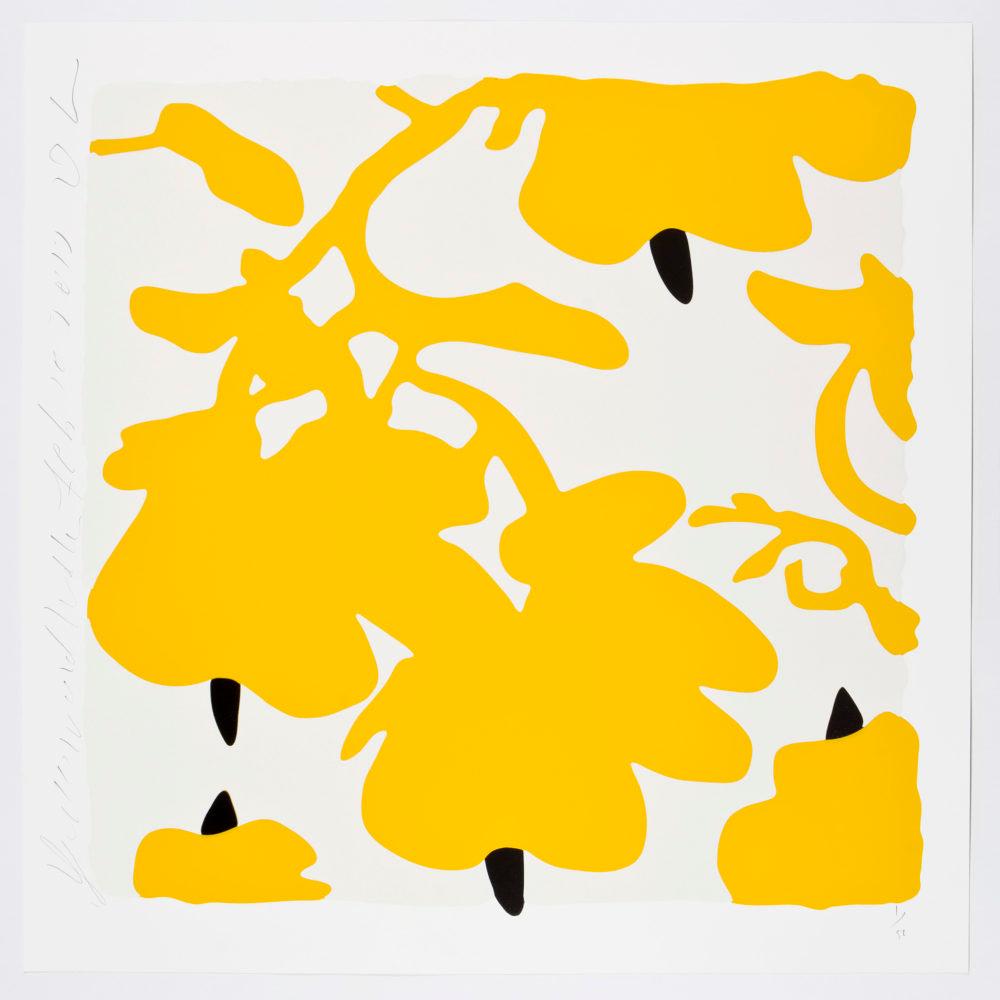 Lantern Flowers (Yellow and White)Color silkscreen with over-printed flocking on