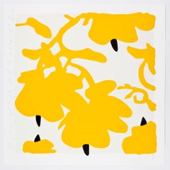 Lantern Flowers (Yellow and White)Color silkscreen with over-printed flocking on