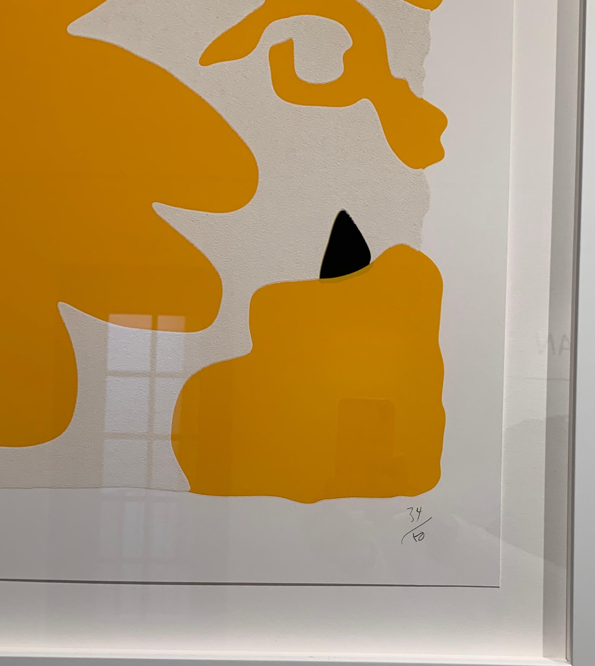 Donald Sultan (Born 1951)
Lantern Flowers (Yellow and White), 2017
Color silkscreen with over-printed flocking on Rising, 2-ply museum board
32 x 32 in.
Edition 34 of 50
Signed by artist
Framed in white gallery frame and glass