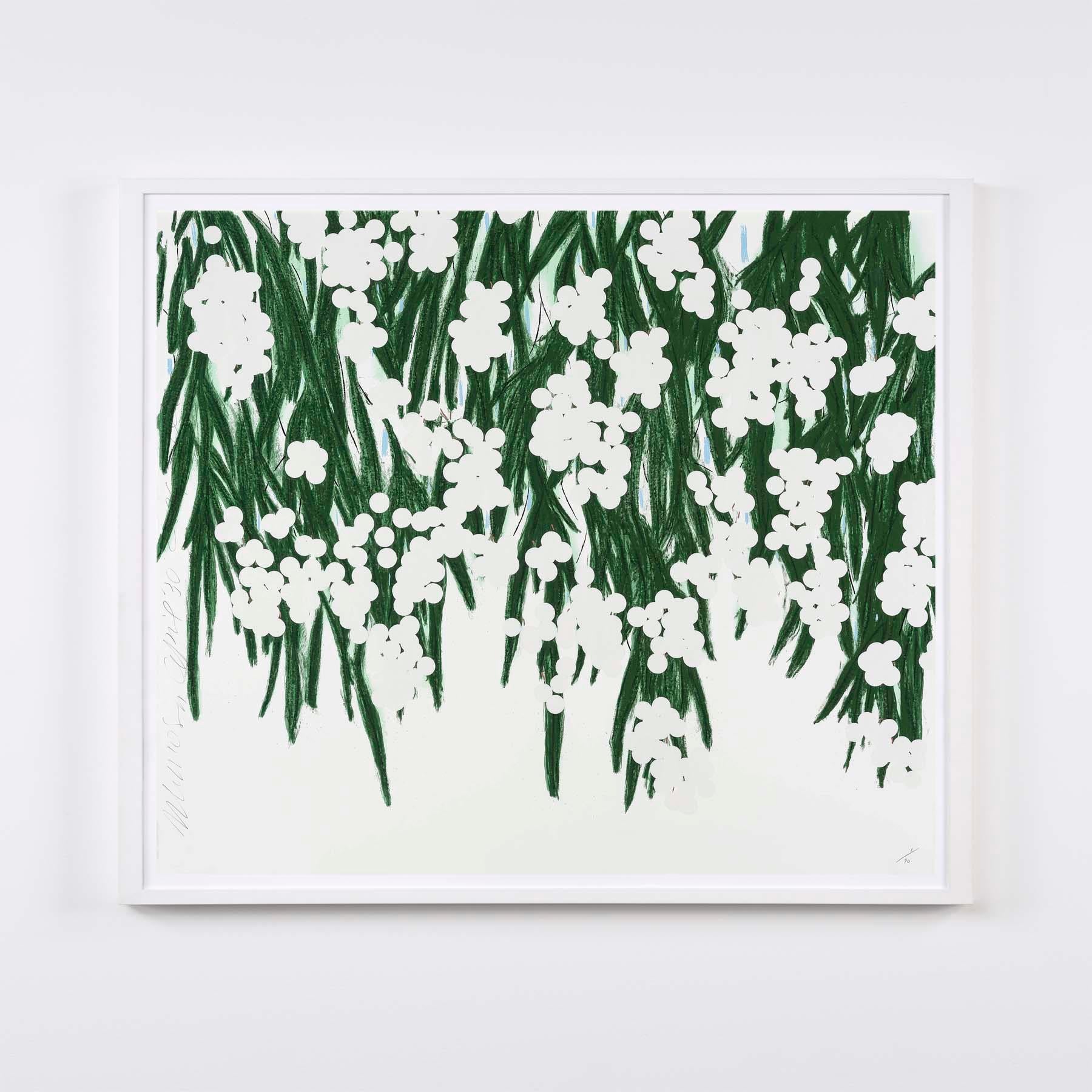 Mimosa, April 30 - Contemporary, 21st Century, Silkscreen, Mimosa, Flower, White - Print by Donald Sultan