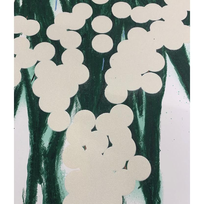 Mimosa, April 30 - Contemporary, 21st Century, Silkscreen, Mimosa, Flower, White 2