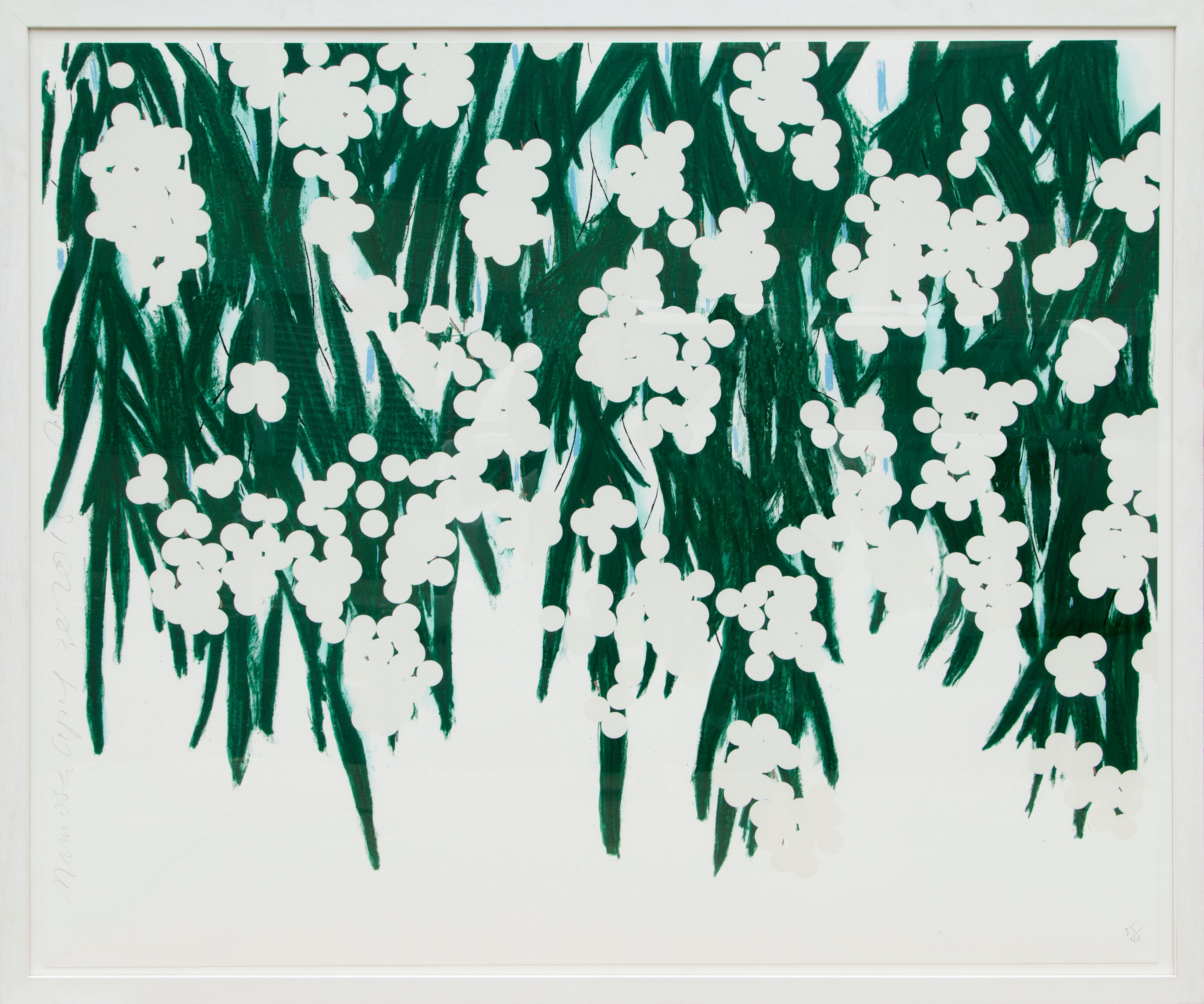 Artist: Donald Sultan, American (1951 - )
Title: Mimosa, April 30, 2015
Year: 2015
Medium: Screenprint, signed, titled, and numbered in pencil
Edition: 40, HC 5
Size: 51 x 60 in. (129.54 x 152.4 cm)
Frame: 55.25 x 64 inches