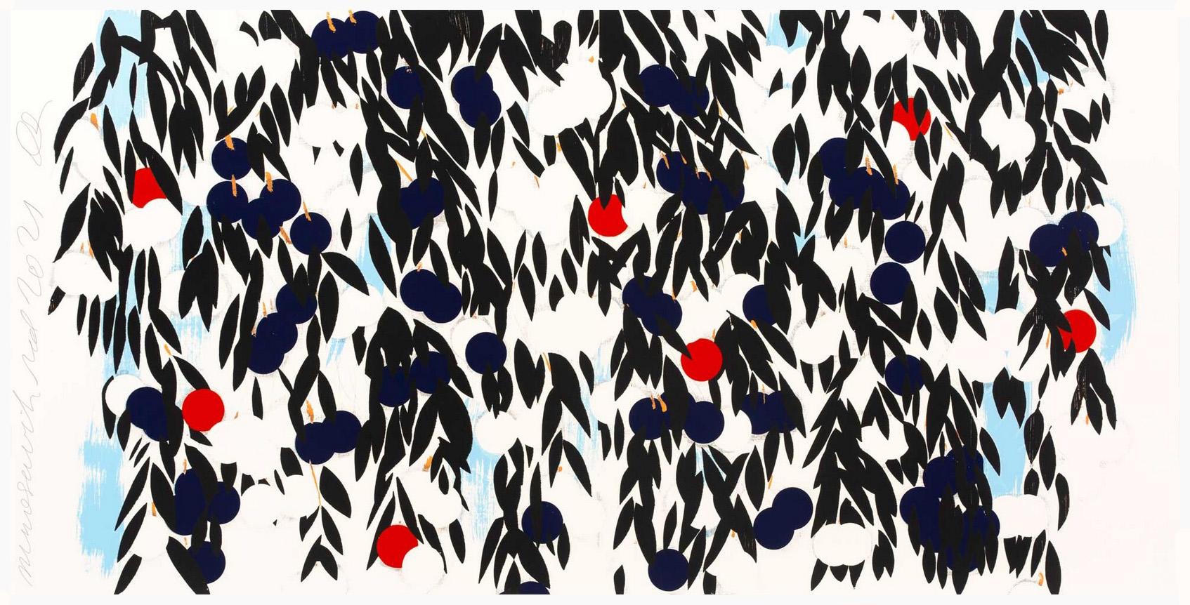 Donald Sultan Landscape Print – Mimosa mit rotem Rand