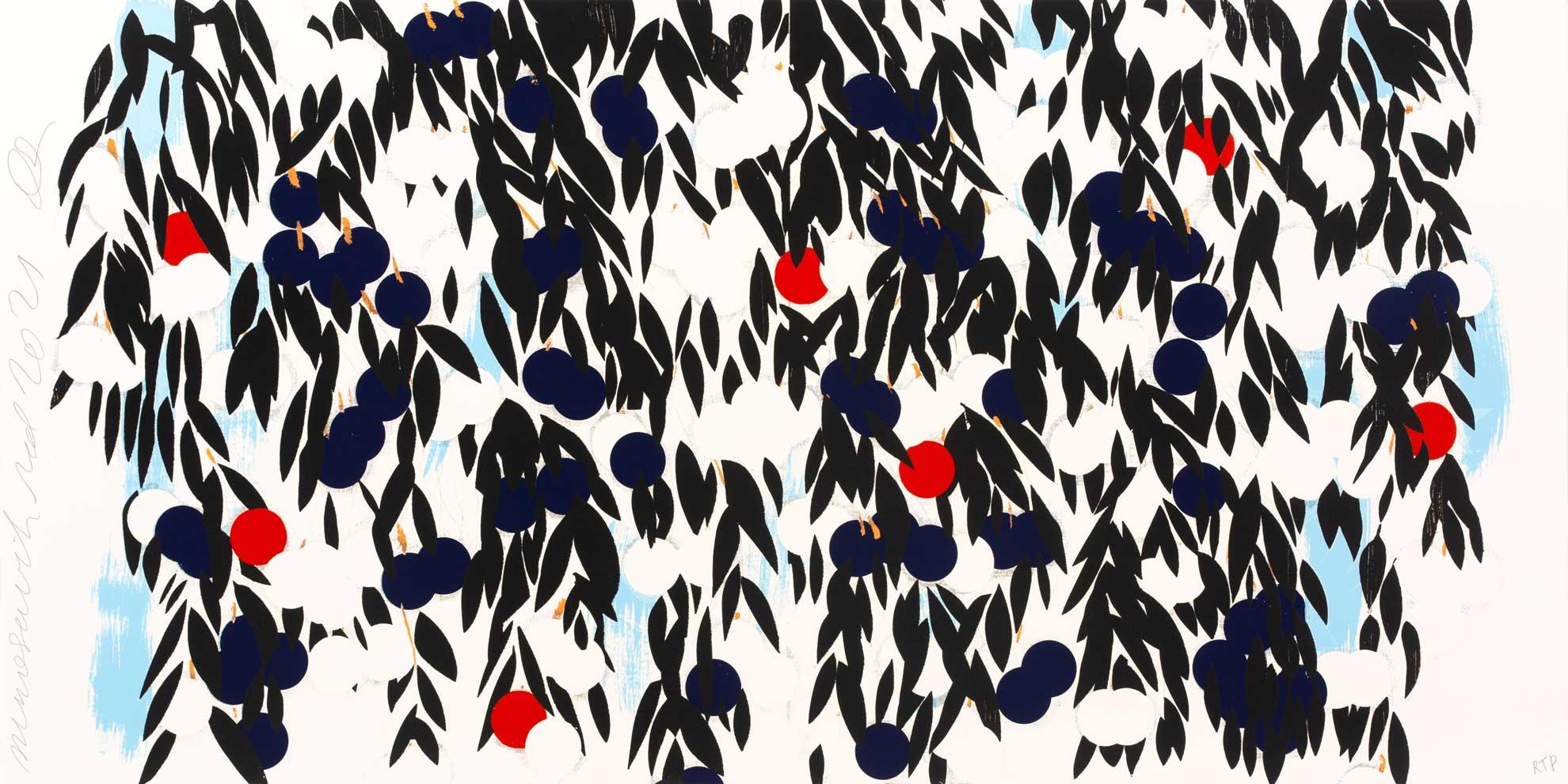 Donald Sultan Still-Life Print – Mimosa mit rotem Rand