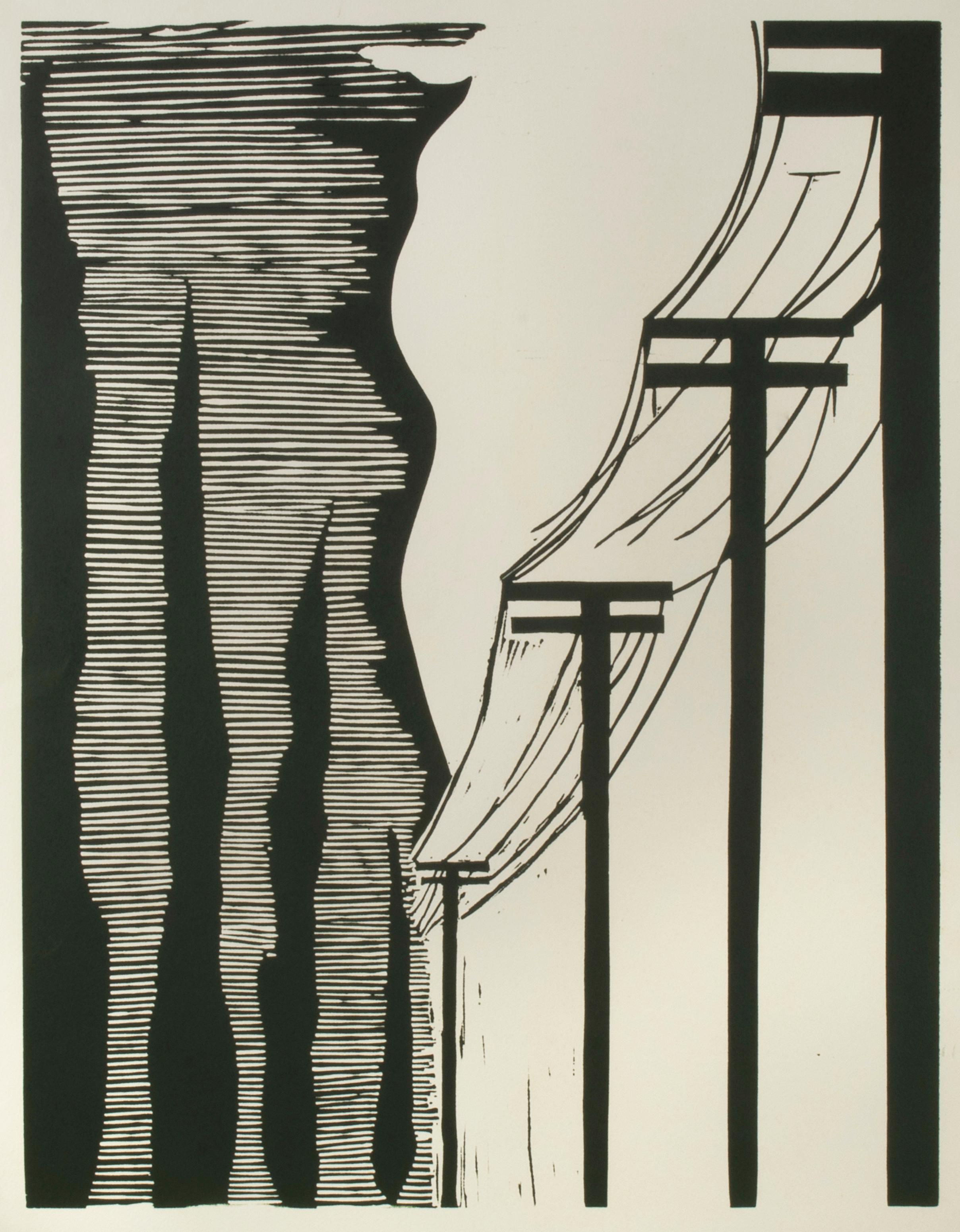 Donald Sultan Landscape Print - Poles and Cypresses