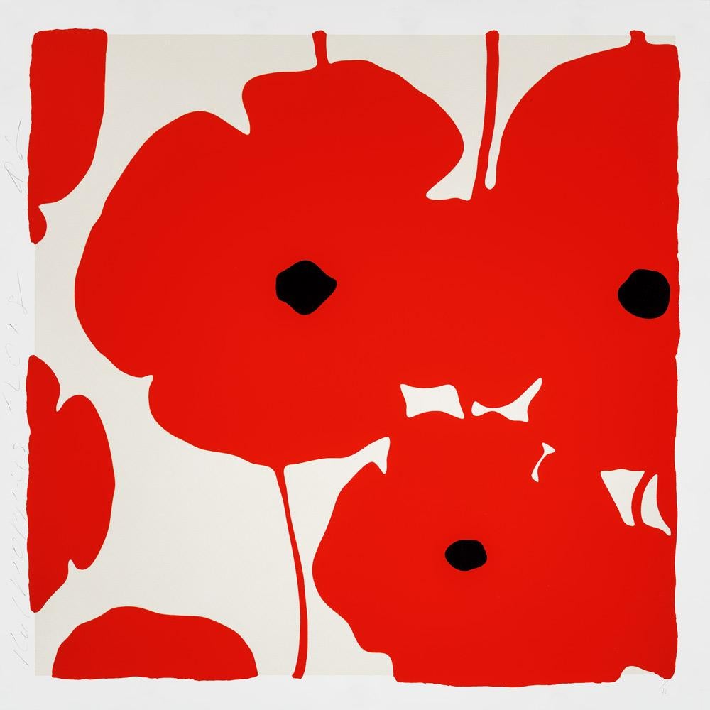 Donald Sultan Figurative Print - Red poppies, 2018