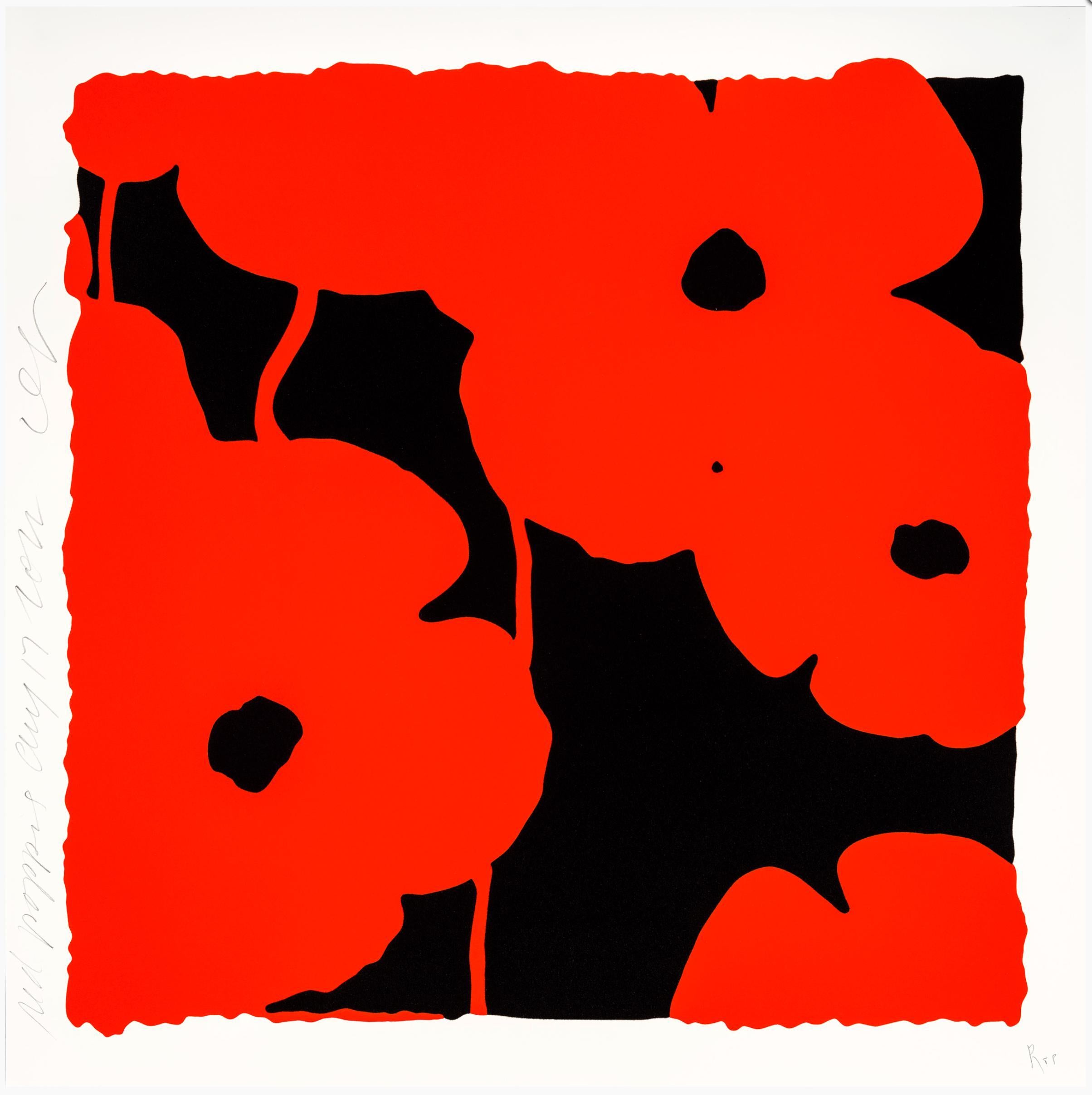 Donald Sultan Still-Life Print - Red Poppies, Aug 17, 2022