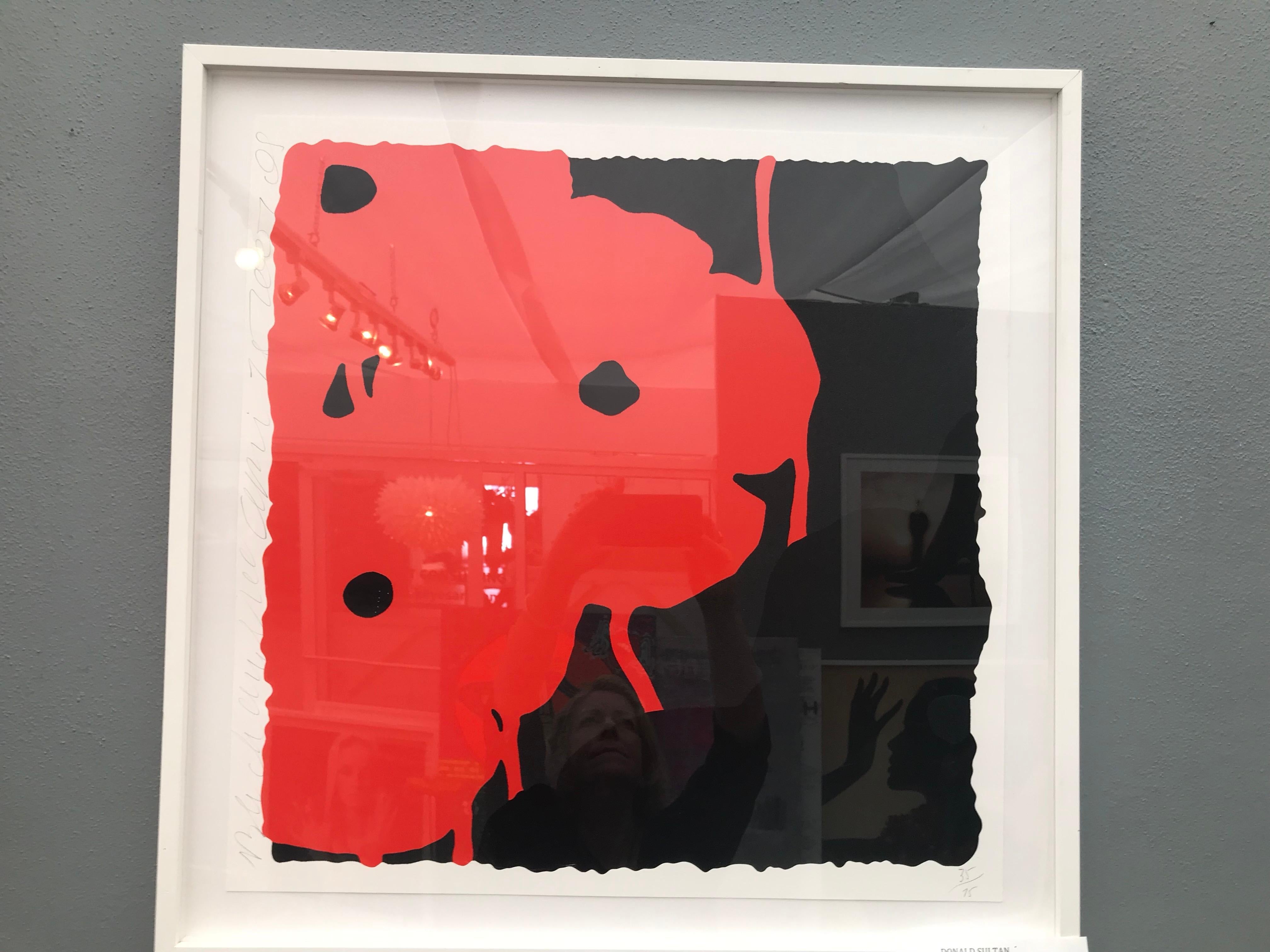 Donald Sultan Abstract Print - red poppies