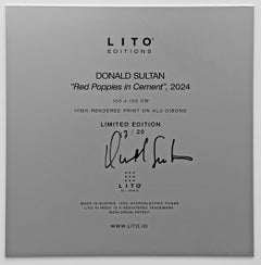 Papaveri rossi nel cemento (stampa firmata in acrilico e cemento su alluminio)