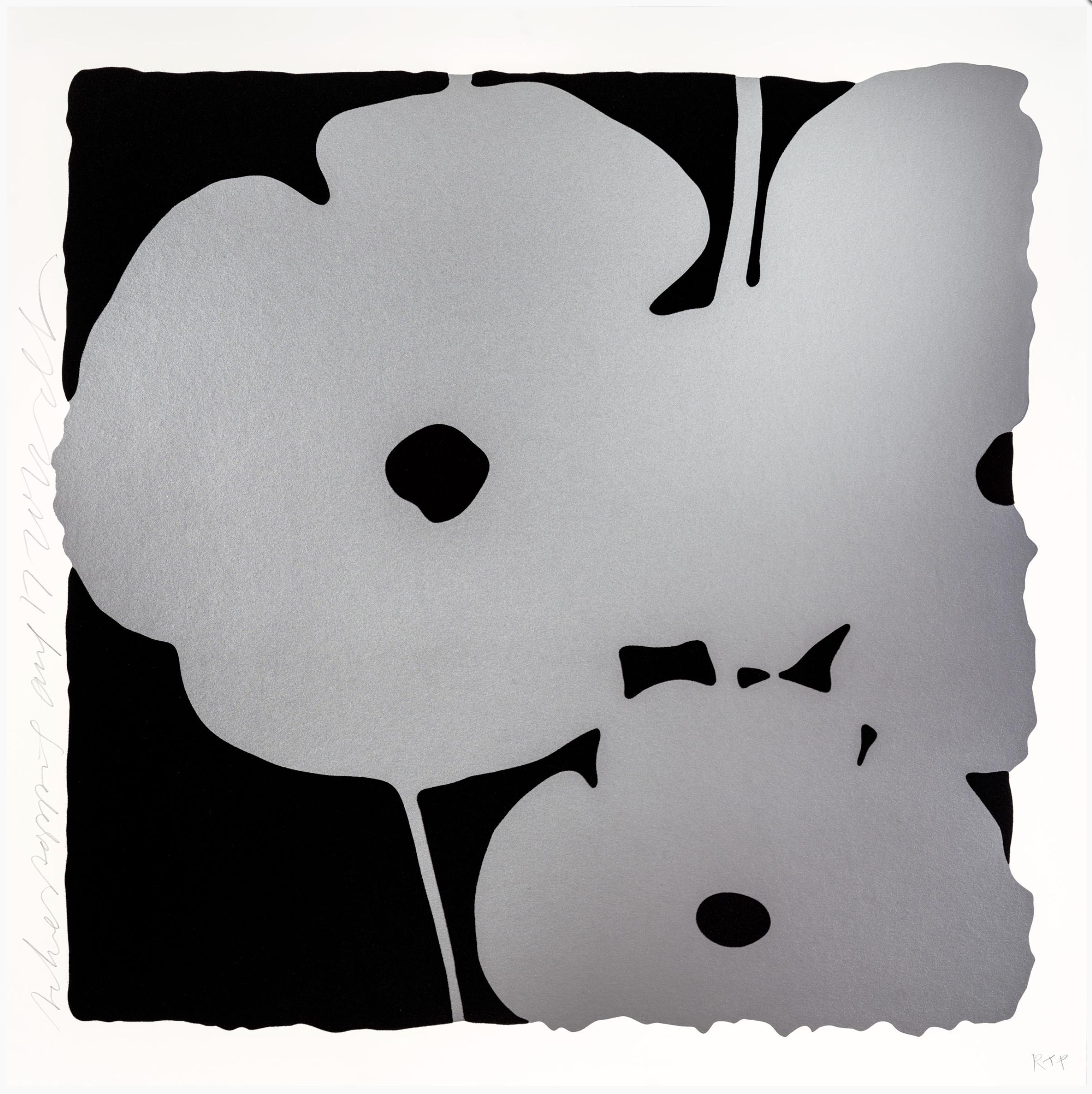 Donald Sultan Still-Life Print - Silver Poppies, Aug 17, 2022