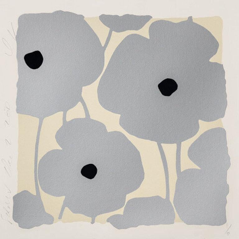 Donald Sultan Abstract Print - Silver Poppies, Dec 2 2020