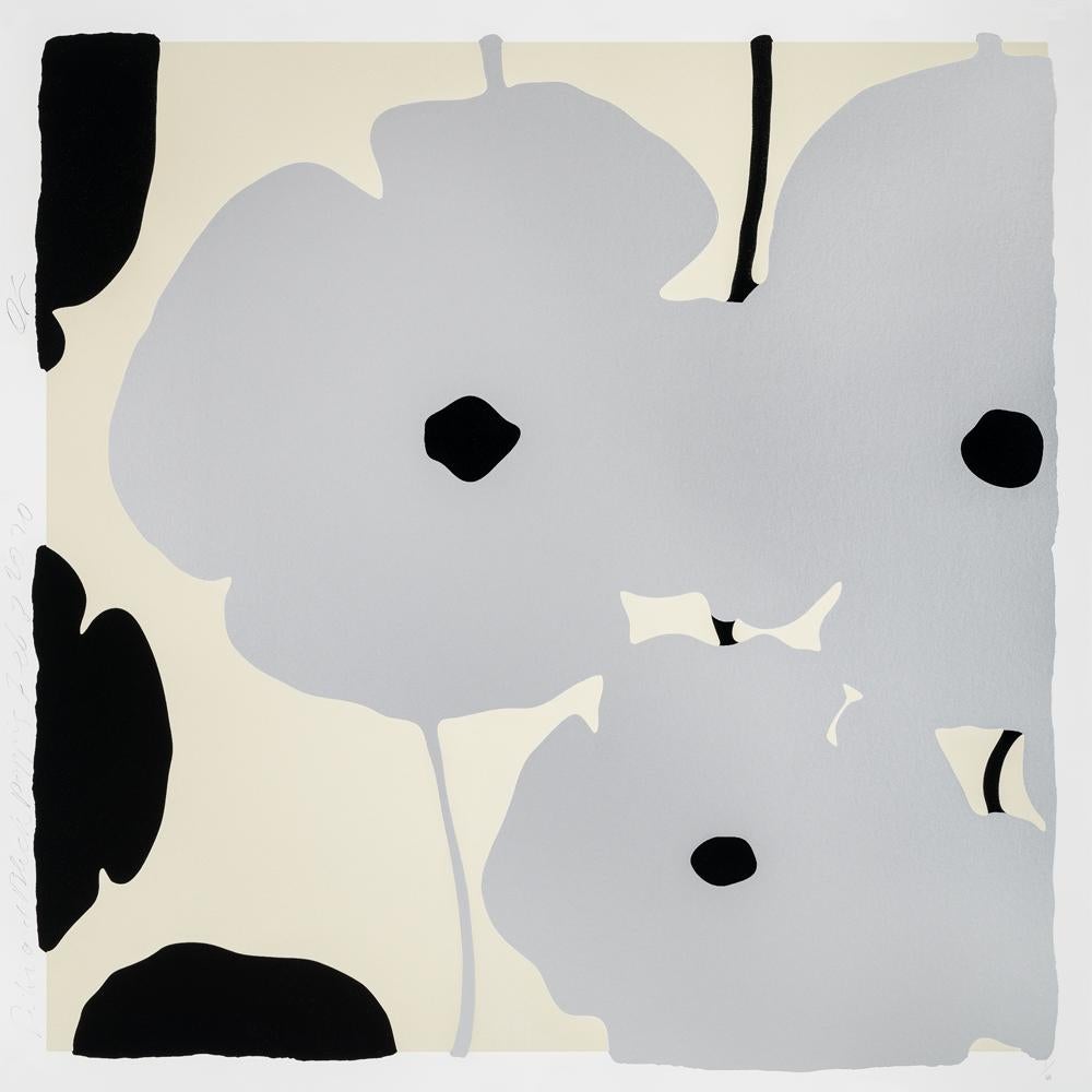 A stunning example of the artist’s best work, Silver Poppies was created by Donald Sultan as a color screenprint with flocking on Museum Board, is hand-signed by the artist, titled, dated and numbered in pencil, measuring 46 x 46 in. (117 x 117 cm),