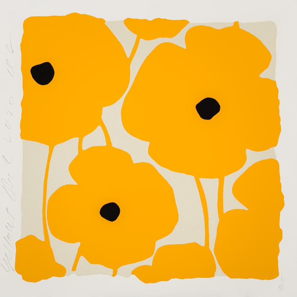 Donald Sultan Still-Life Print - Three Poppies (Yellow)