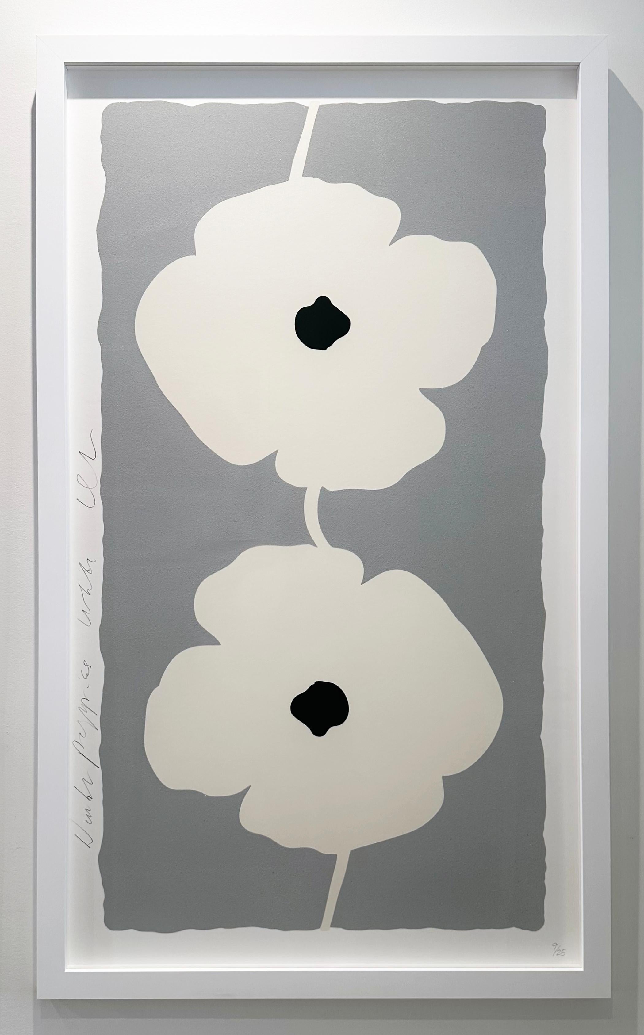 White Double Poppies - Print by Donald Sultan