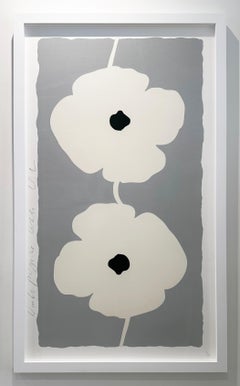 Donald Sultan Abstract Poppies Silkscreen, Signed, 2025, White Double Poppies