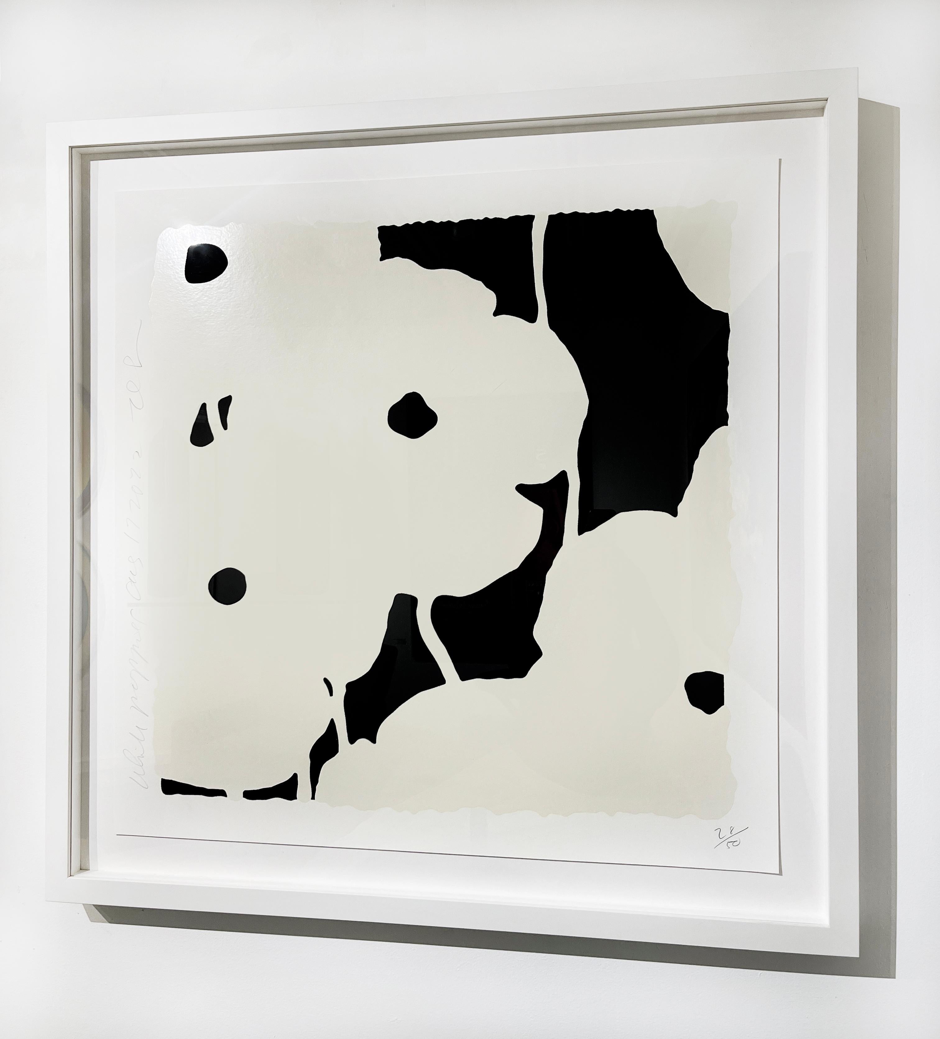 Artist:  Sultan, Donald
Title:  White Poppies, Aug. 17,2022
Series:  Poppies
Date:  2022
Medium:  color silkscreen with enamel inks and flocking on 2-ply museum board
Unframed Dimensions:  30