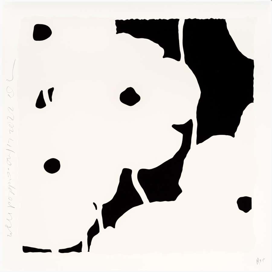 Donald Sultan Abstract Flower Silkscreen Print, Signed, 2022, White Poppies