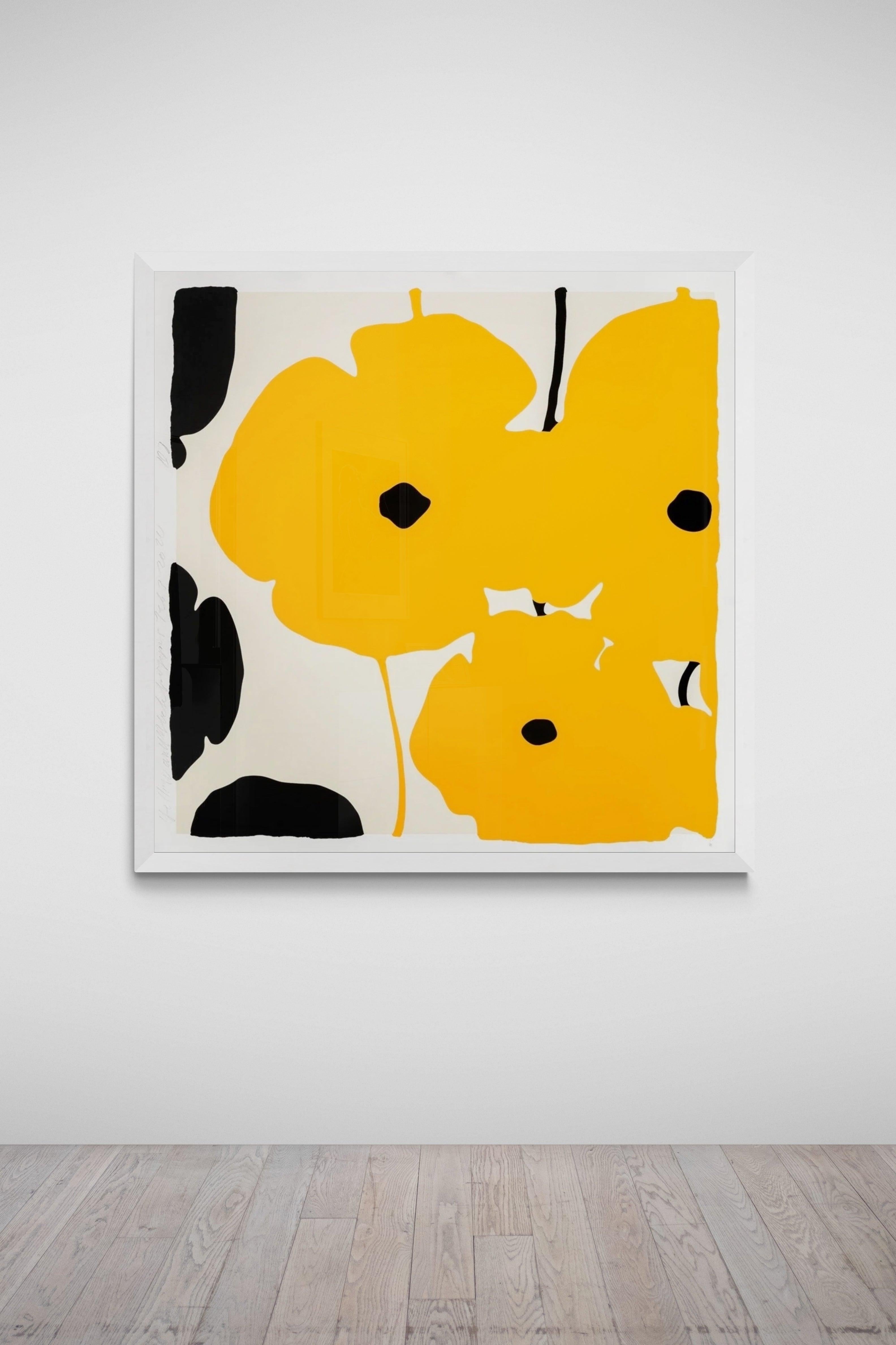 Gelbe und schwarze Pflanzgefäße – Print von Donald Sultan