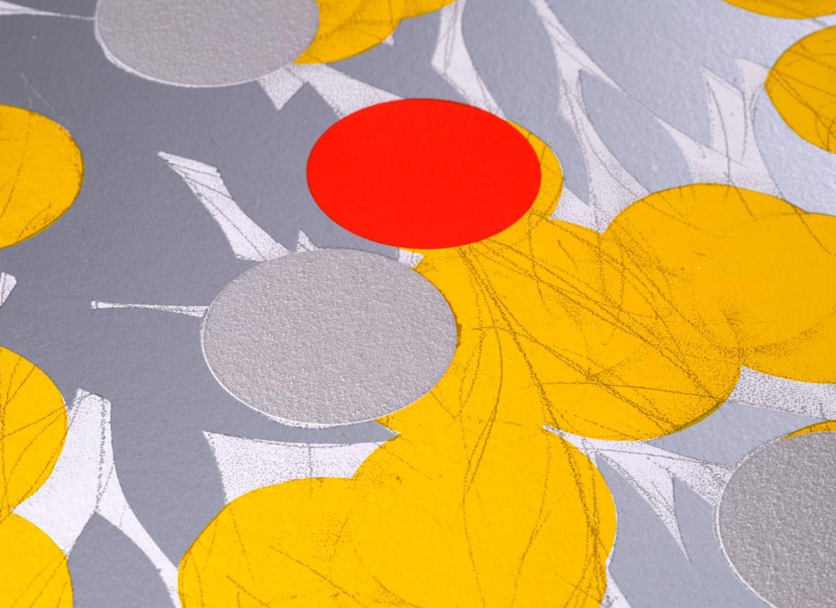Yellow Mimosa with Red - Minimalist Print by Donald Sultan