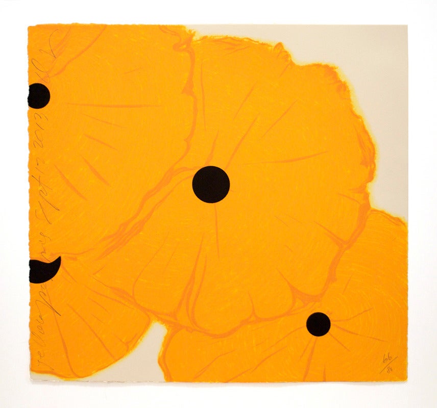 Donald Sultan Abstract Print - Yellow Poppies Sept 12, 2013