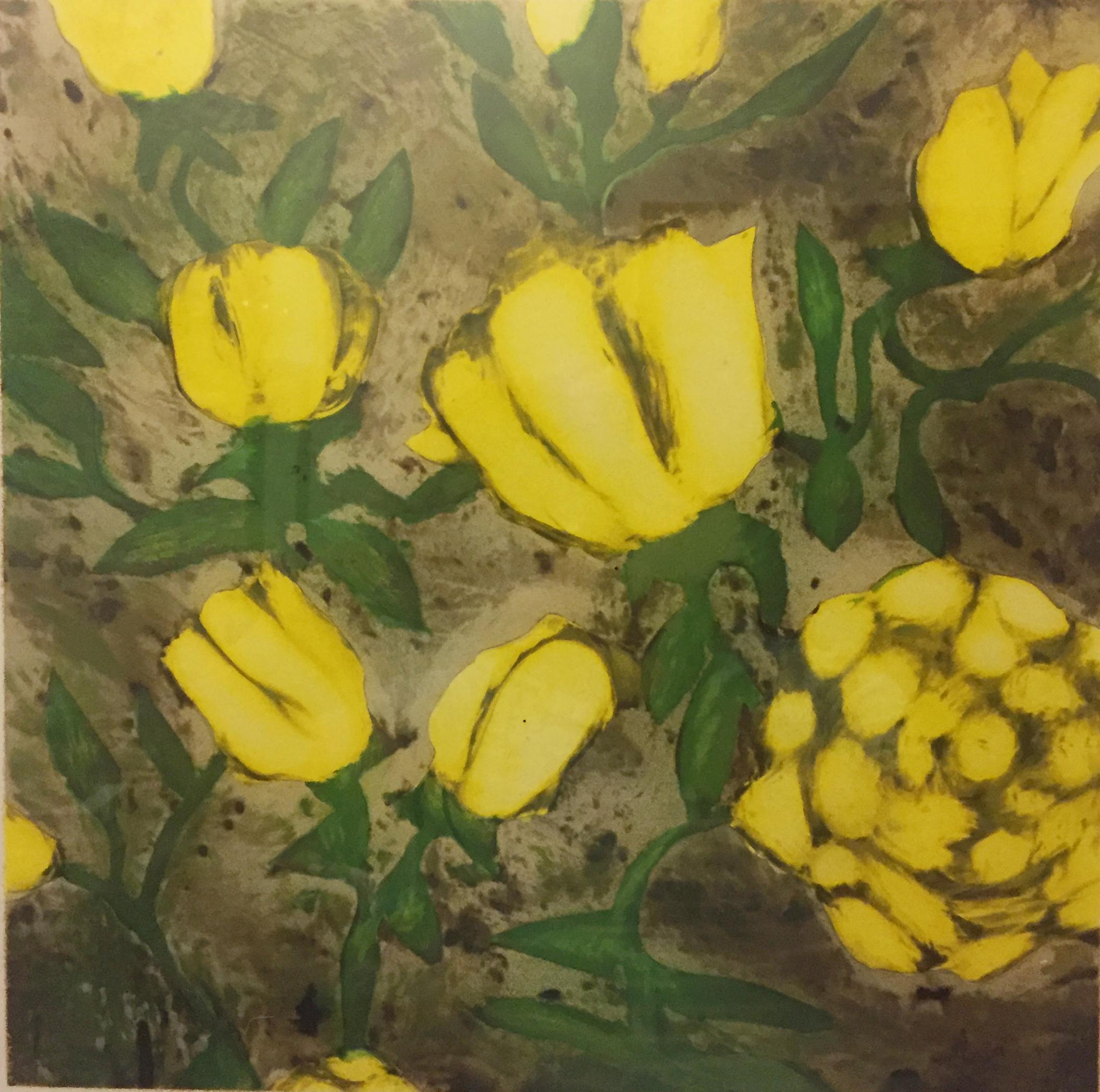 Donald Sultan "Yellow Roses" - Framed Contemporary Abstract Print