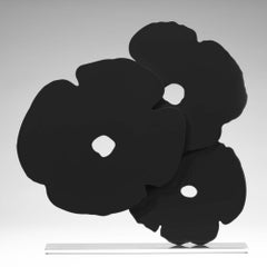 Vintage Black Poppies Sculpture, 2017, Shaped aluminum with black powder coat on polishe