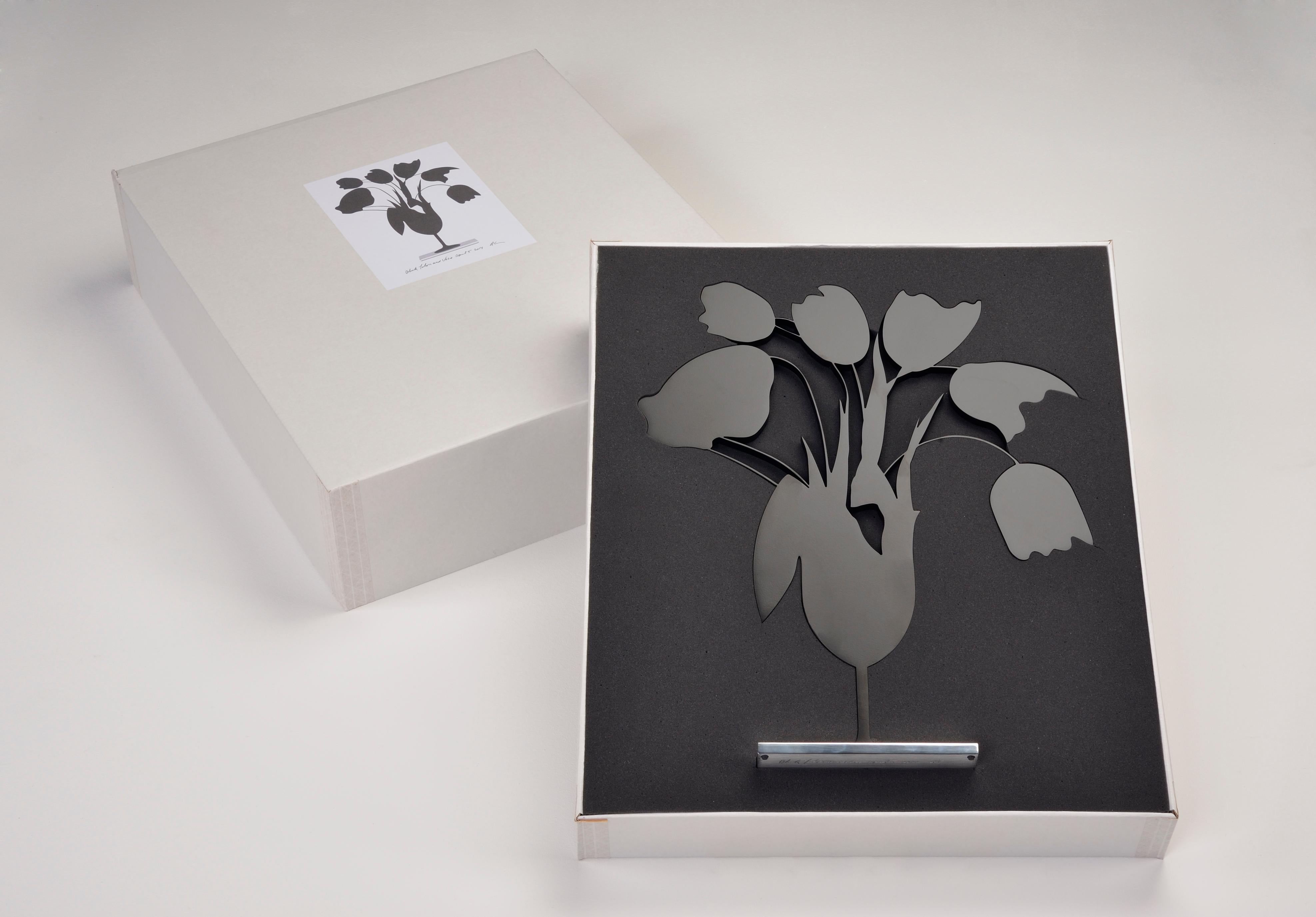 Black Tulips and Vase, April 5 - Contemporary, 21st Century, Sculpture, Black  For Sale 4