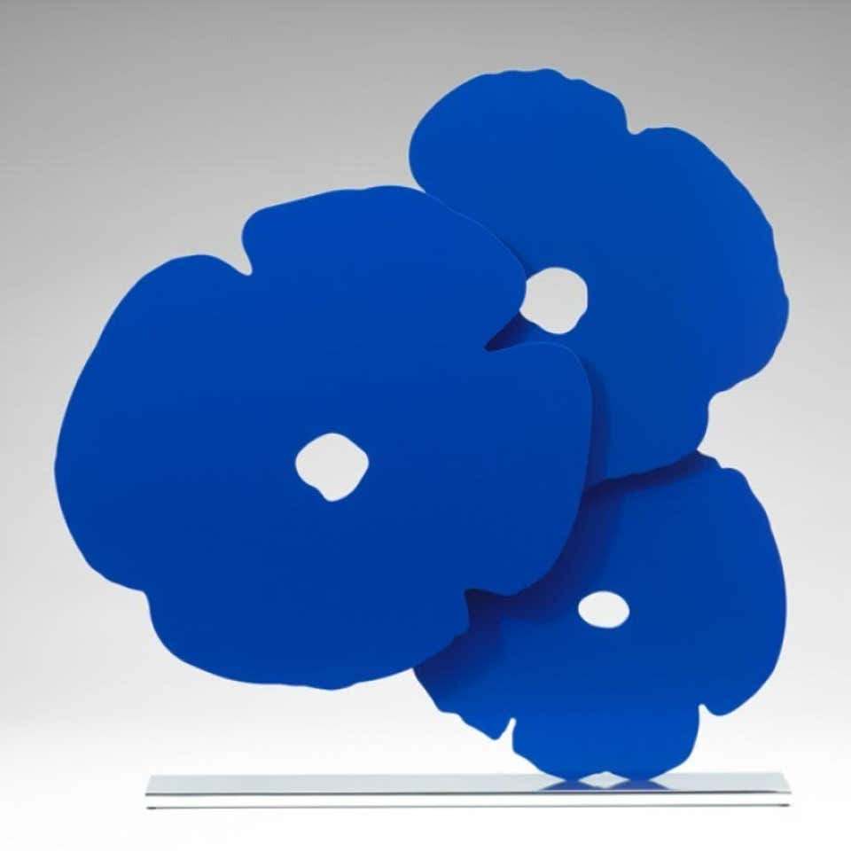 Blue Poppies Sculpture - Abstract Expressionist, Painted Aluminum