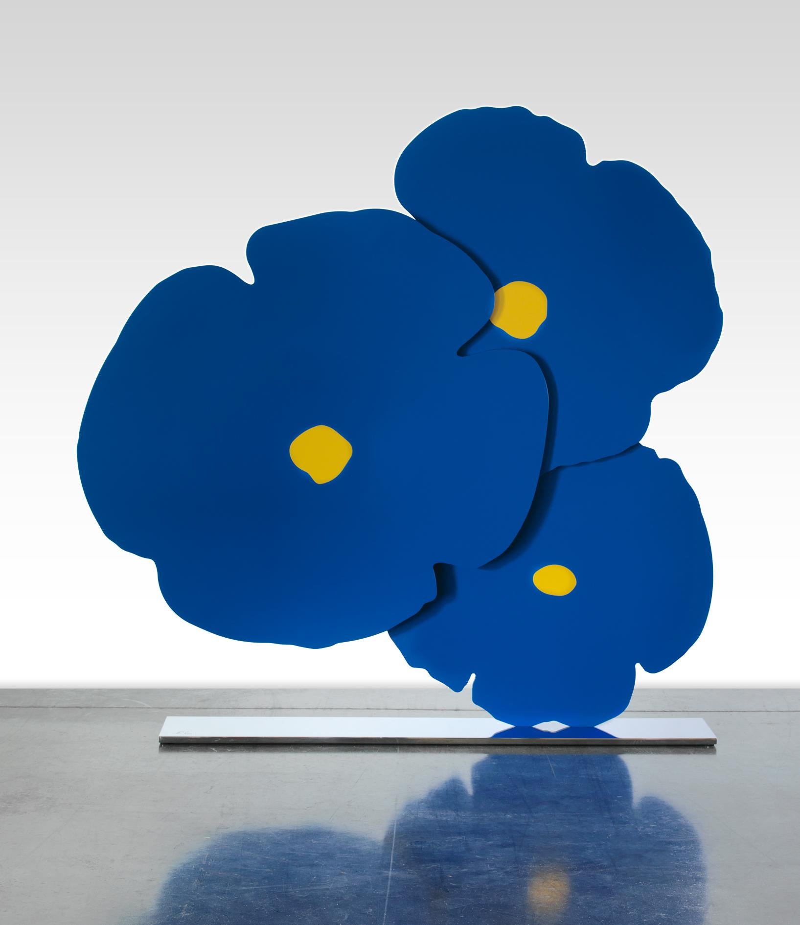 Donald Sultan Figurative Sculpture - Blue with yellow poppies