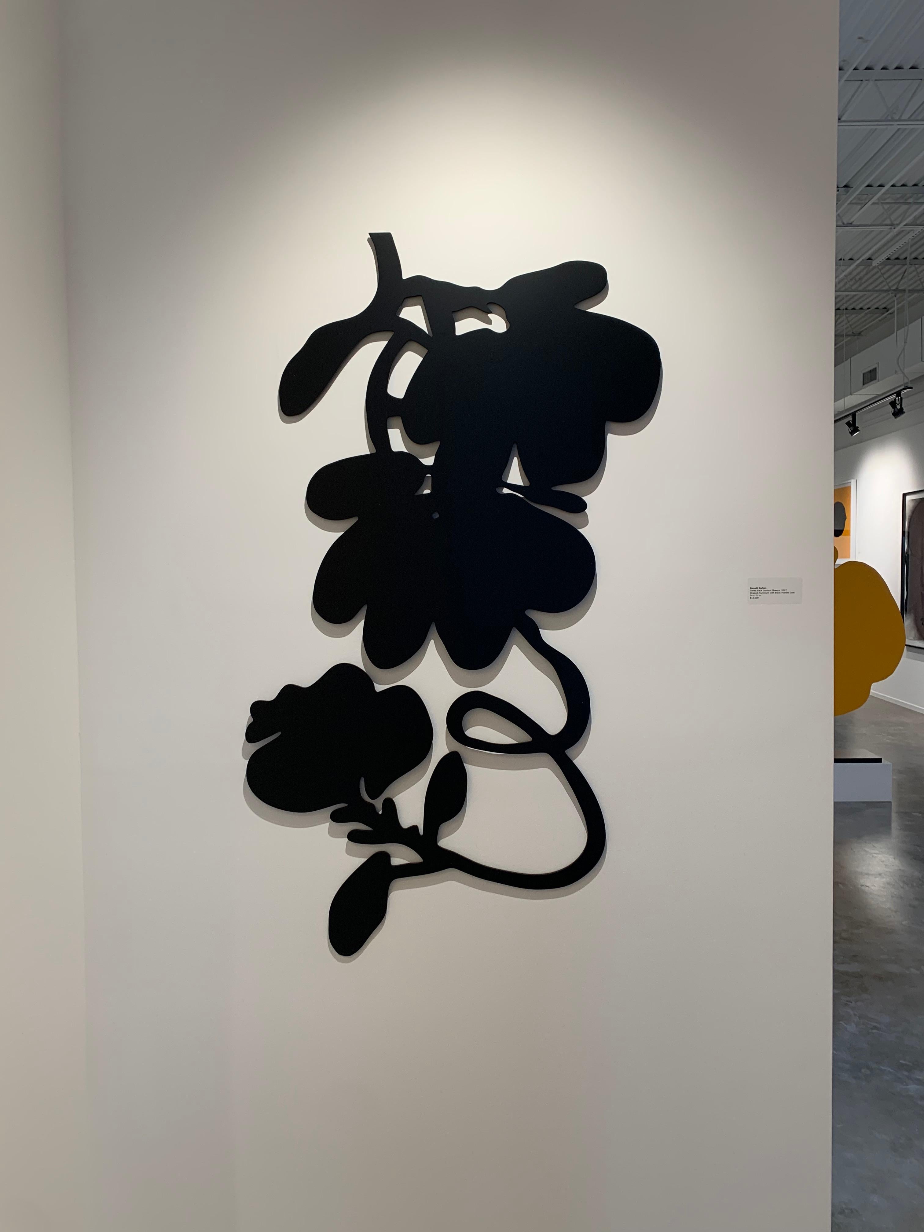 Three Black Lantern Flowers, 2017, Shaped aluminum with black powder coat - Sculpture by Donald Sultan