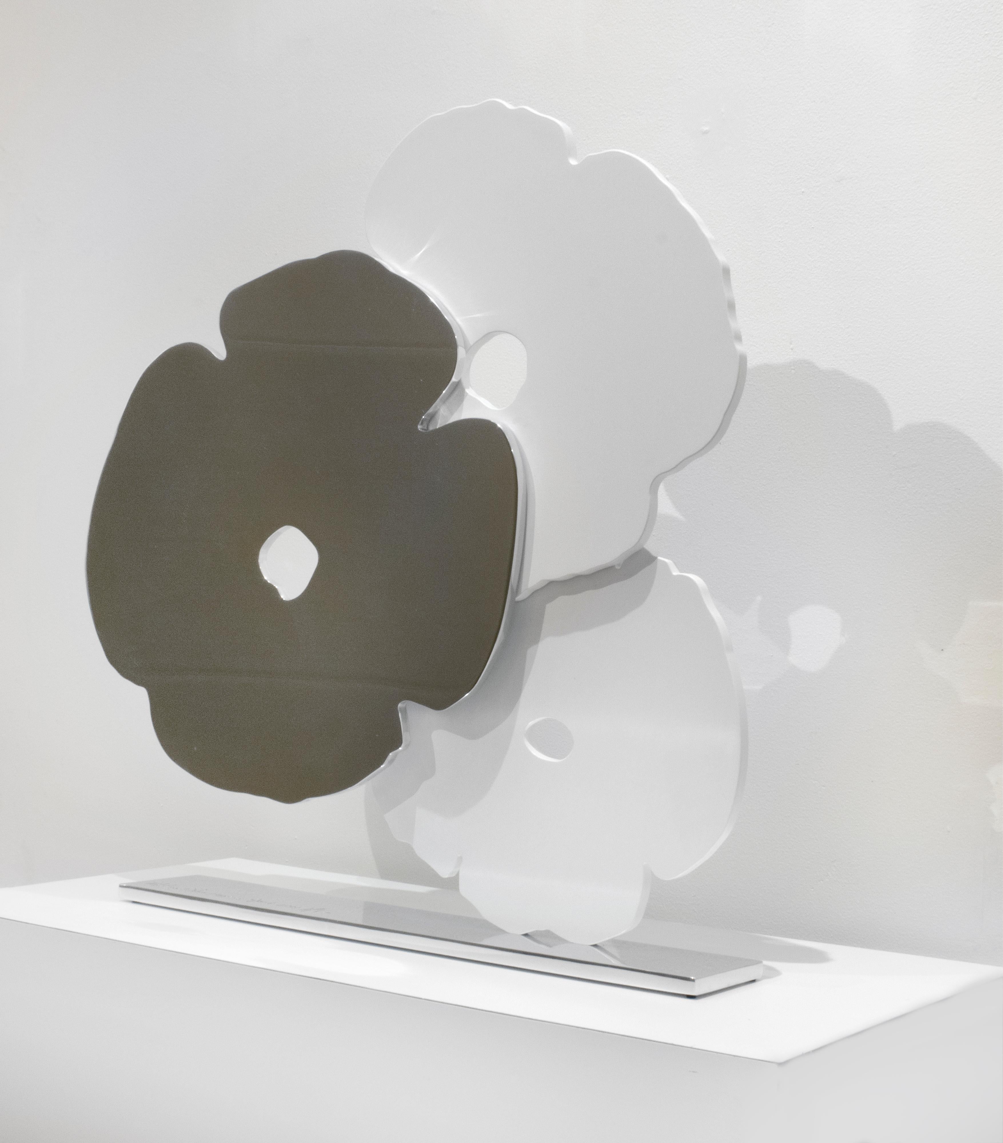 White and Silver Poppies - Contemporary Sculpture by Donald Sultan