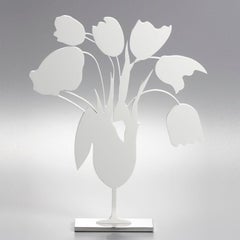 Tulipes blanches et vase, 4 avril - Contemporain, 21e siècle, Sculpture